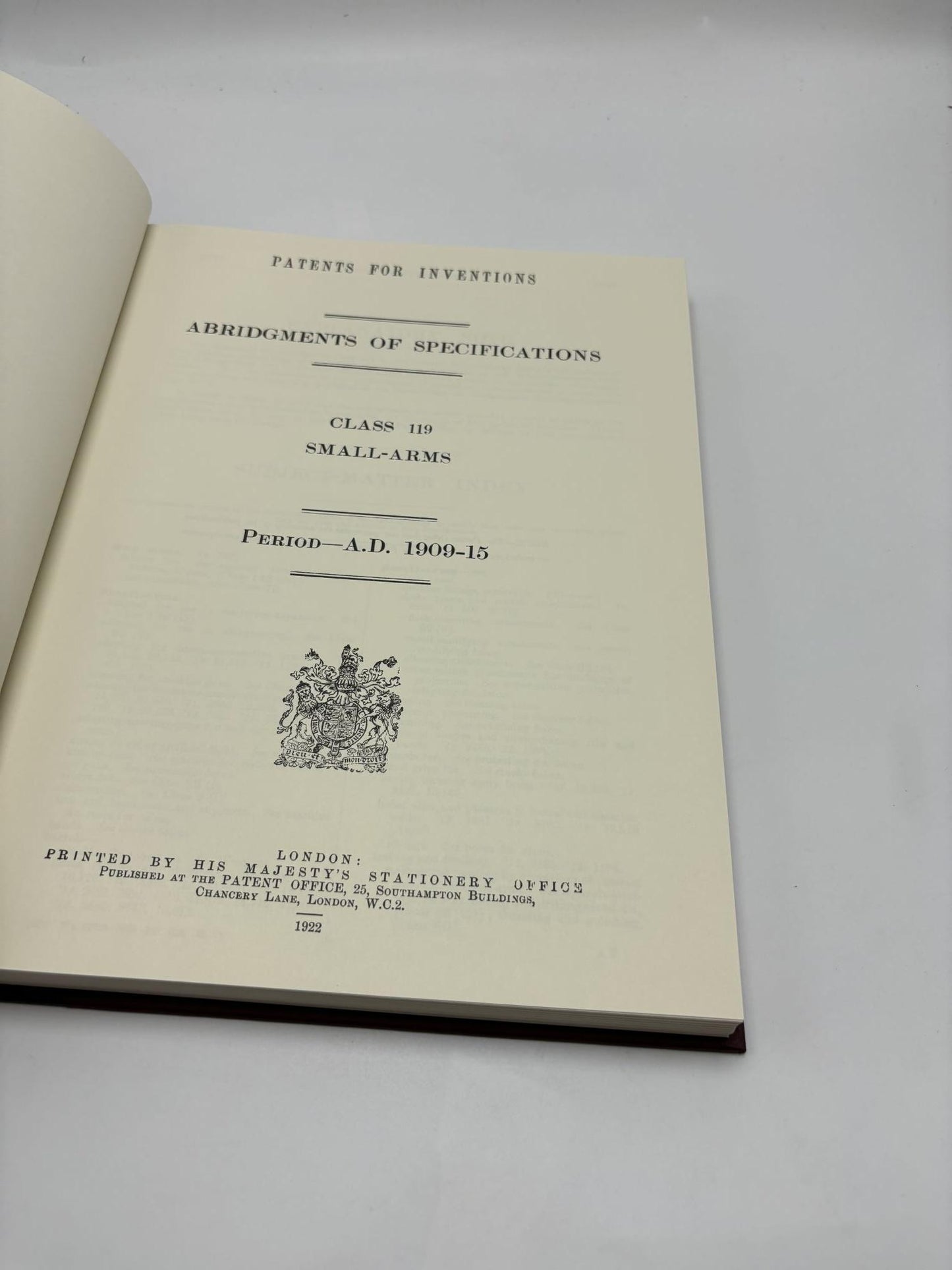 Patents for Inventions : Class 119 (Small Arms), 1855-1930