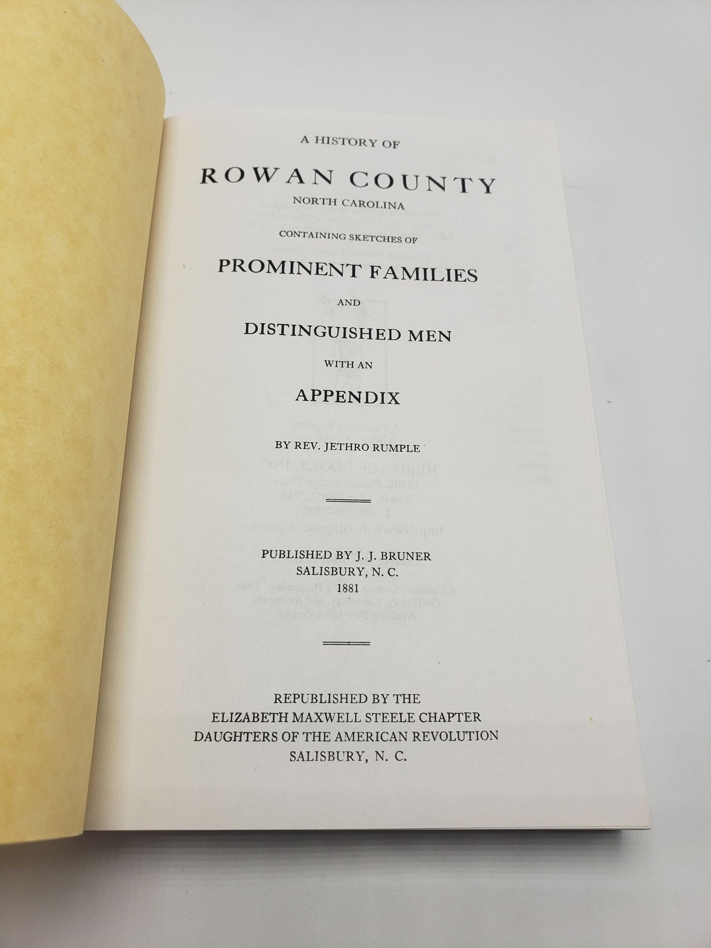 A History of Rowan County, North Carolina