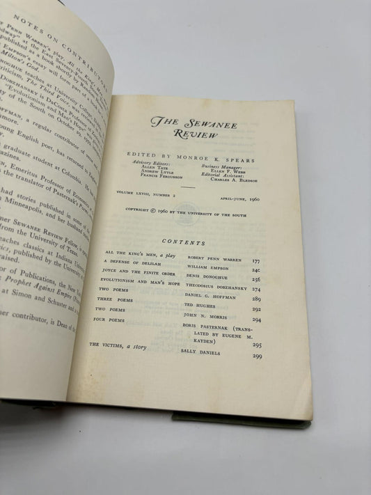 The Sewanee Review, Spring 1960. Contains "Complete Text of the Play All the King's Men" By Robert Penn Warren.