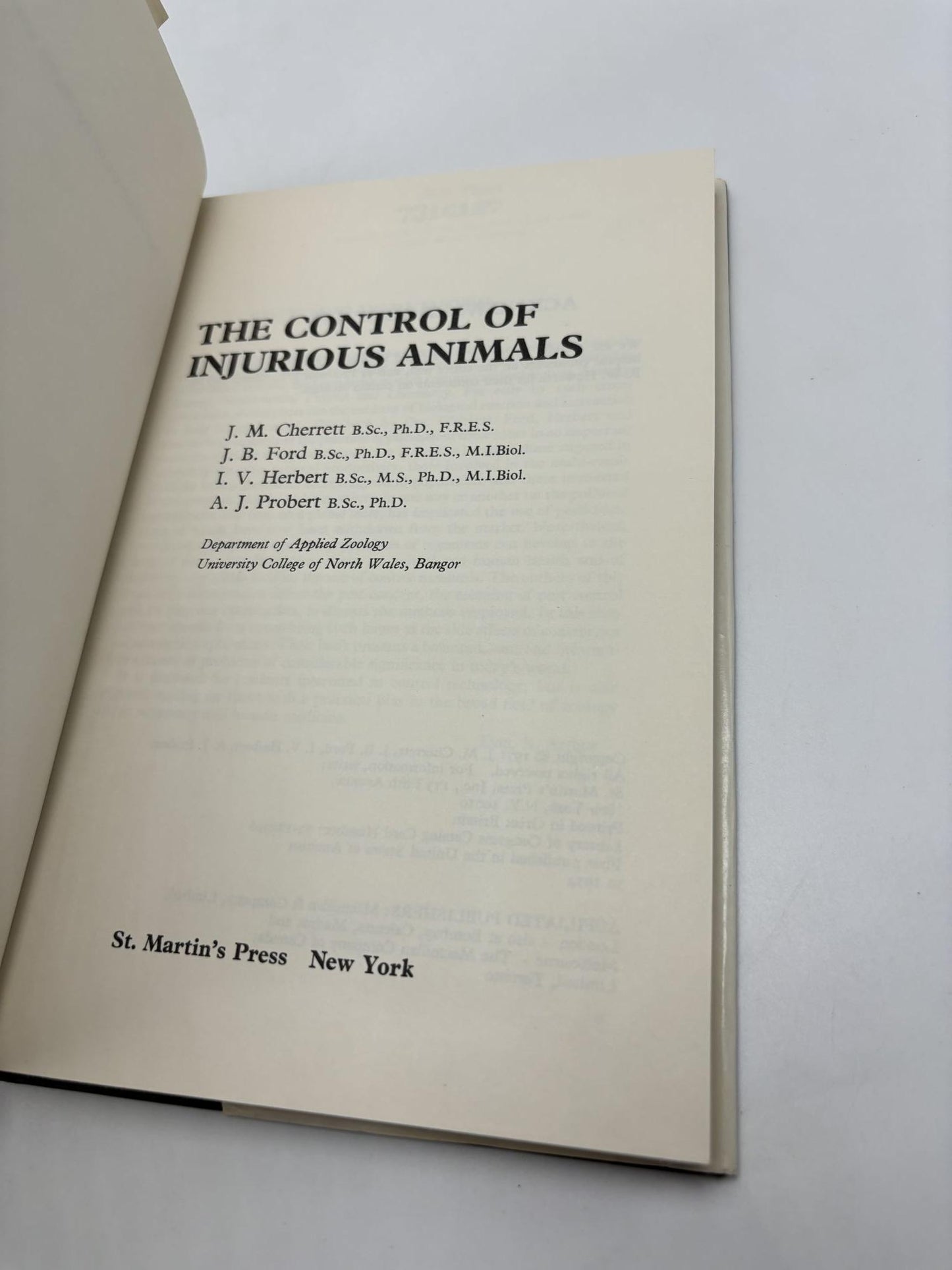 The Control of Injurious Animals