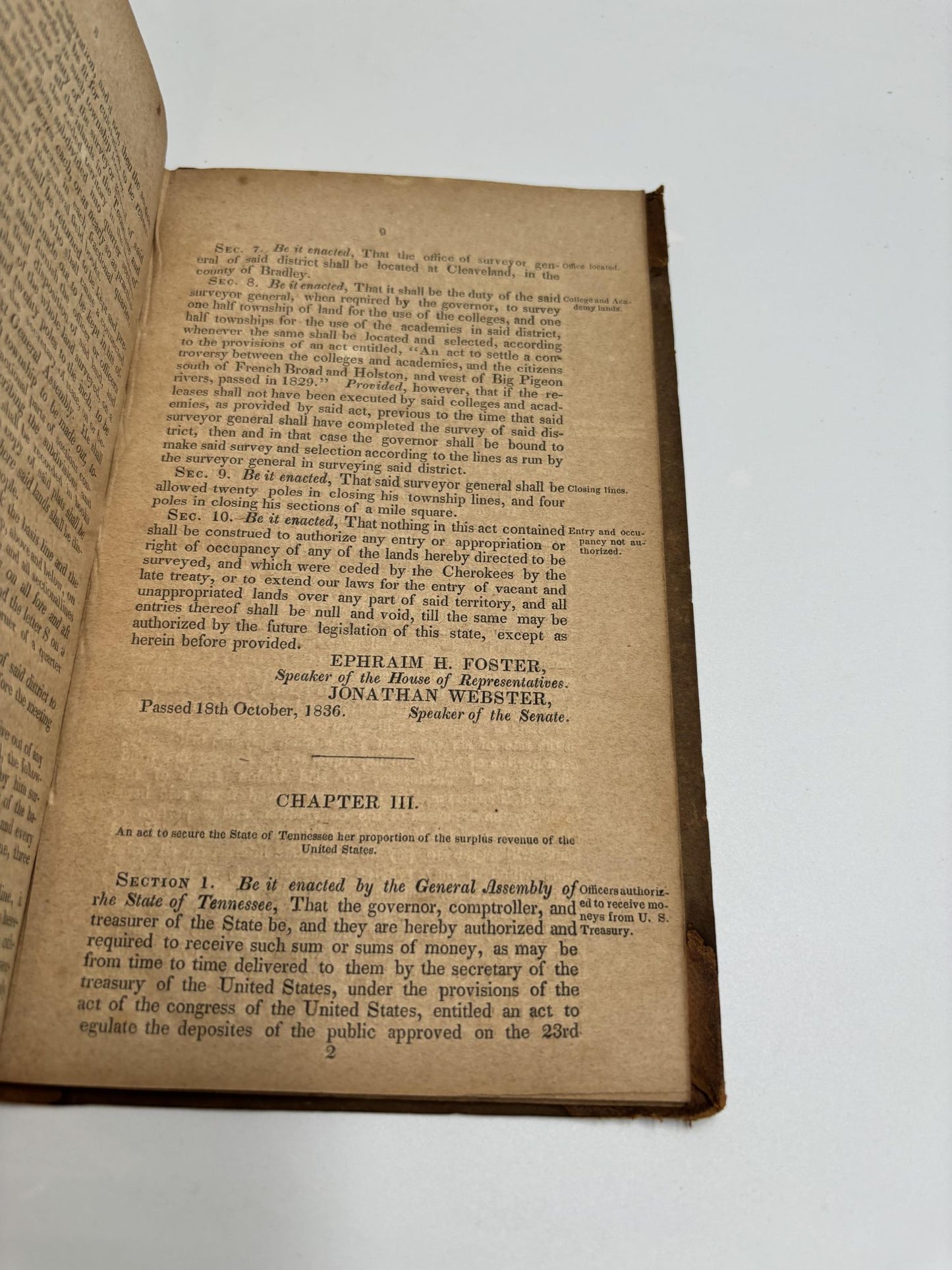 Public Acts Passed at Called Session Of The Twenty-First General Assembly Of The State of Tennessee, 1836