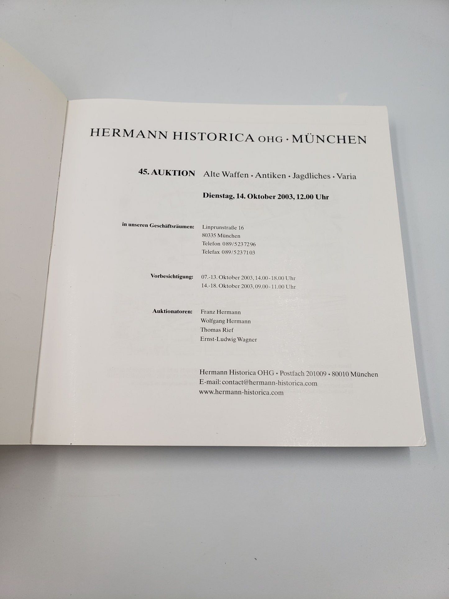 45. Auktion: Alte Waffen, Antiken, Jagdliches, Varia