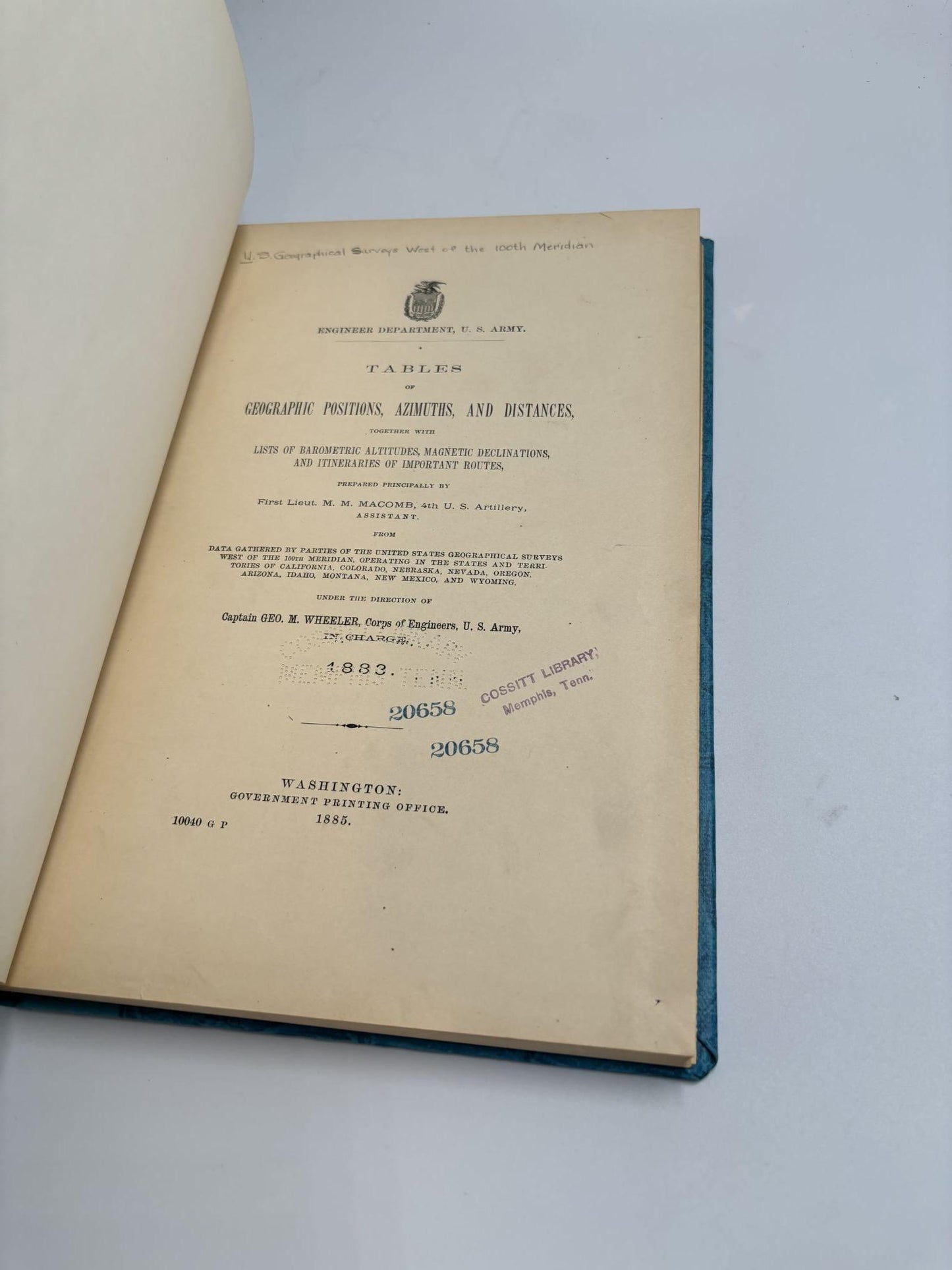 Tables Of Geographic Positions, Azimuths, And Distances, Together With Lists Of Barometric Altitudes, Magnetic Declinations, And Itineraries Of Important Routes