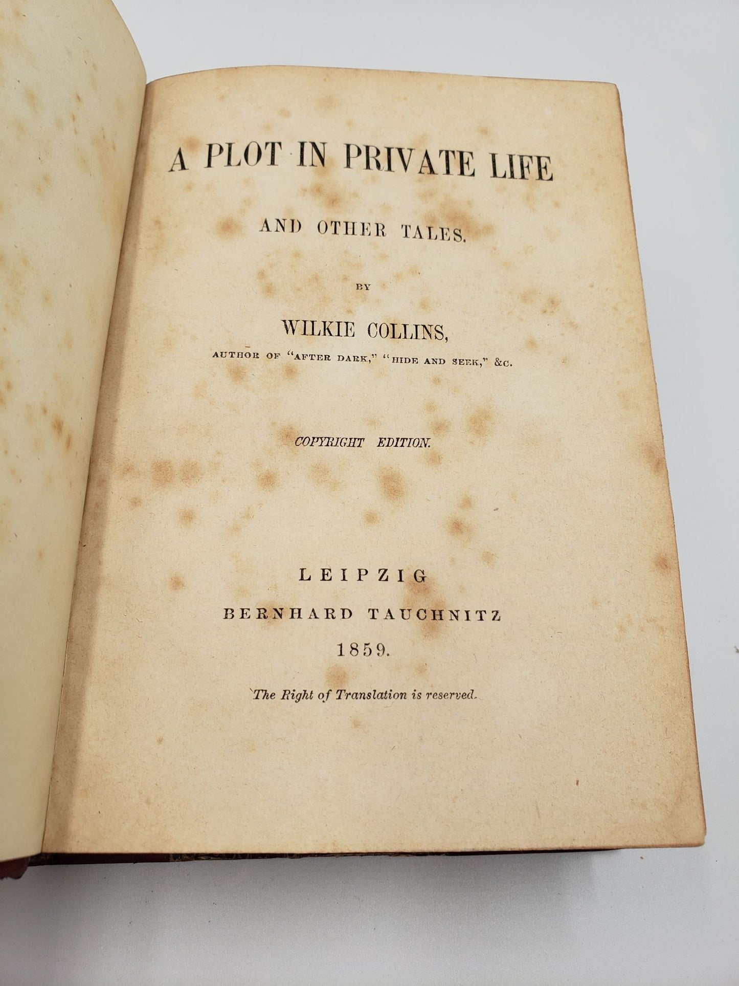 A Plot In Private Life and Other Tales