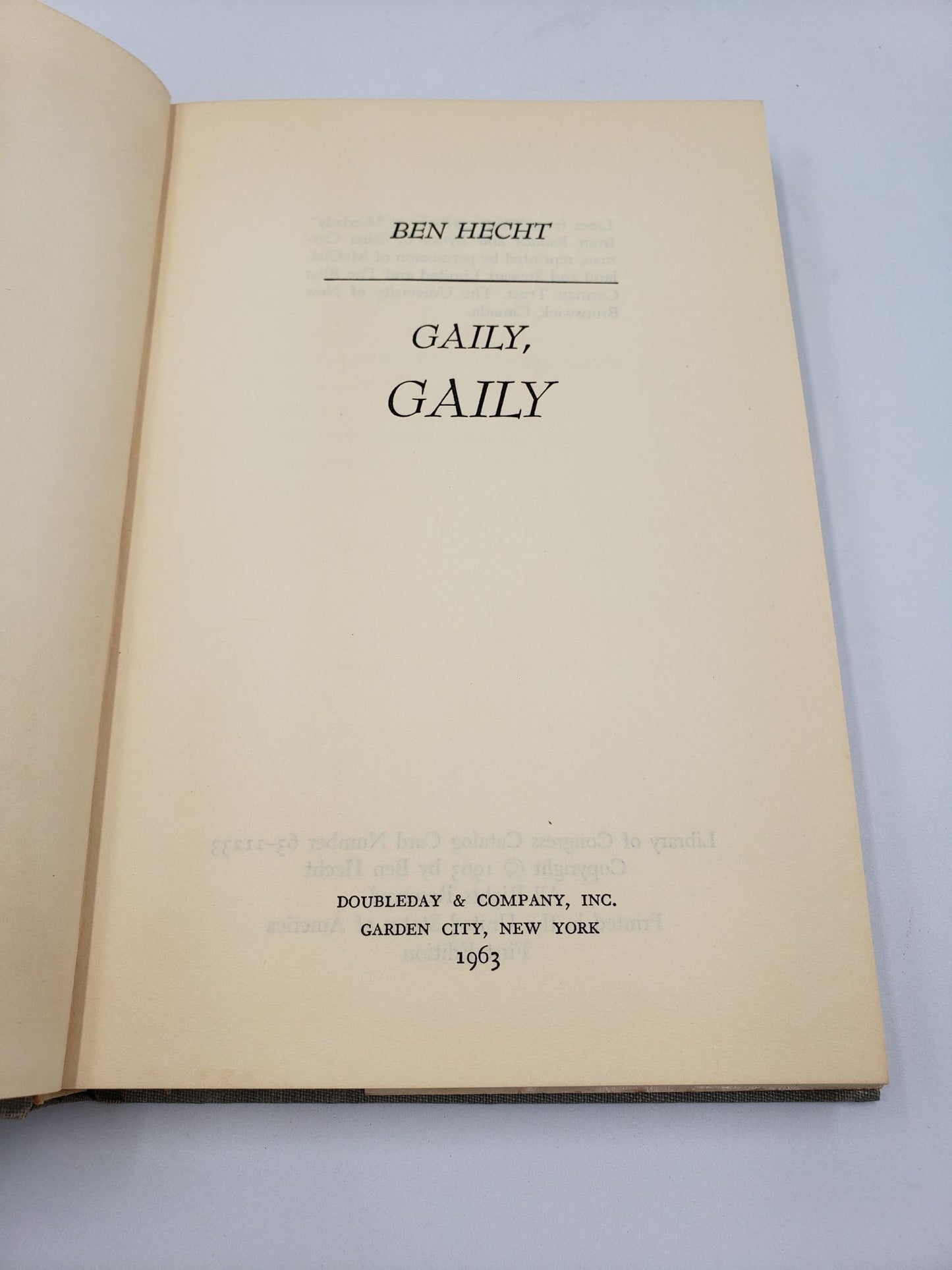 Gaily, Gaily: The Memoirs of a Club Reporter in Chicago