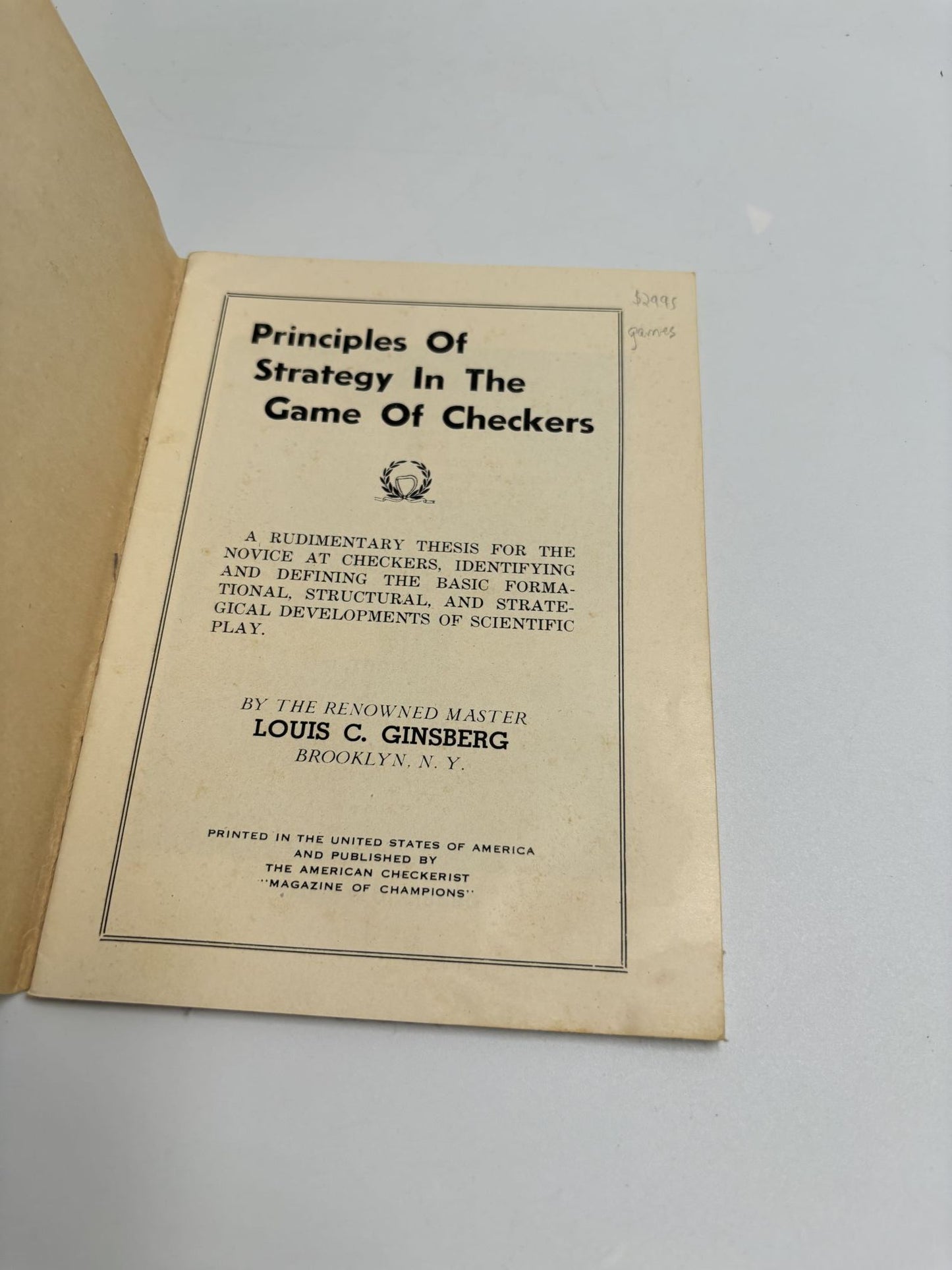 Principles Of The Strategy In The Game Of Checkers