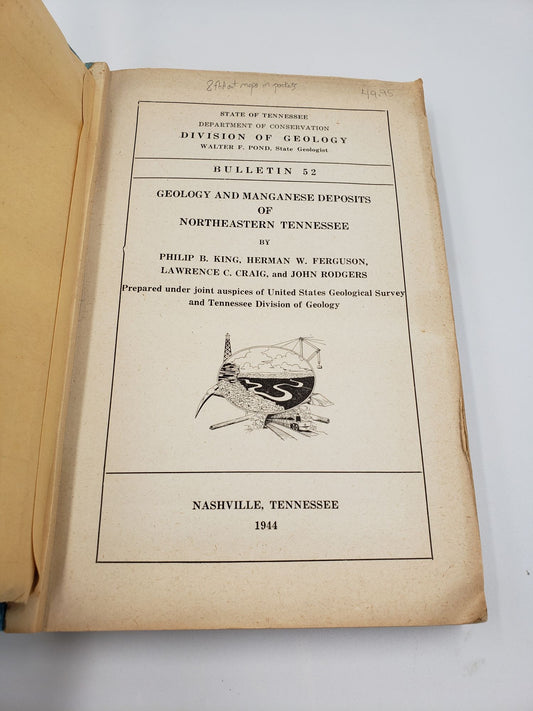 Geology And Manganese Deposits Of Northeastern Tennessee (Bulletin 52)