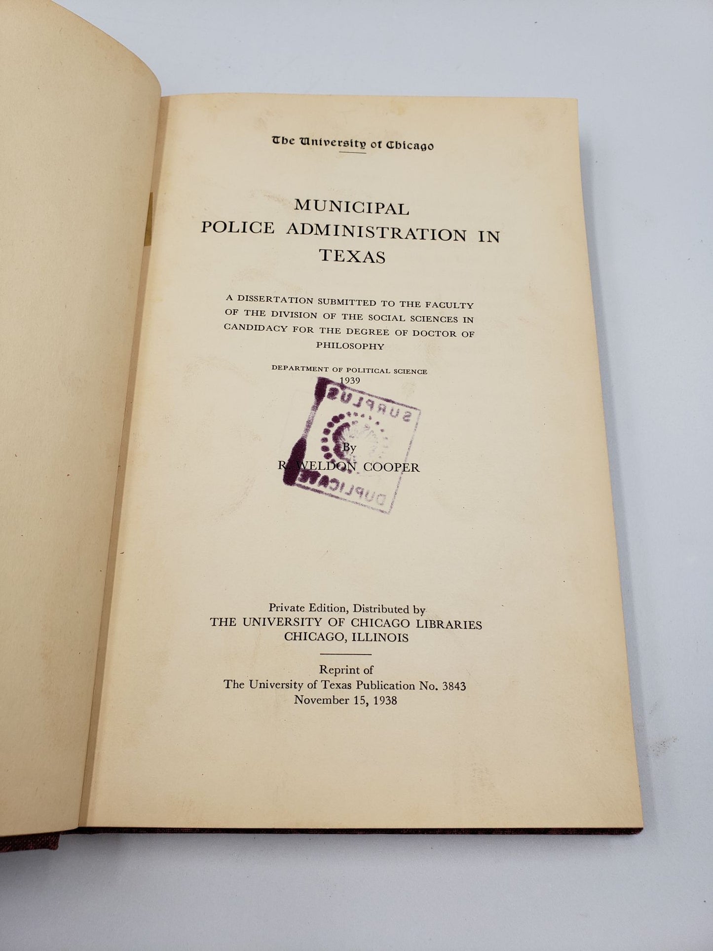 Municipal Police Administration in Texas