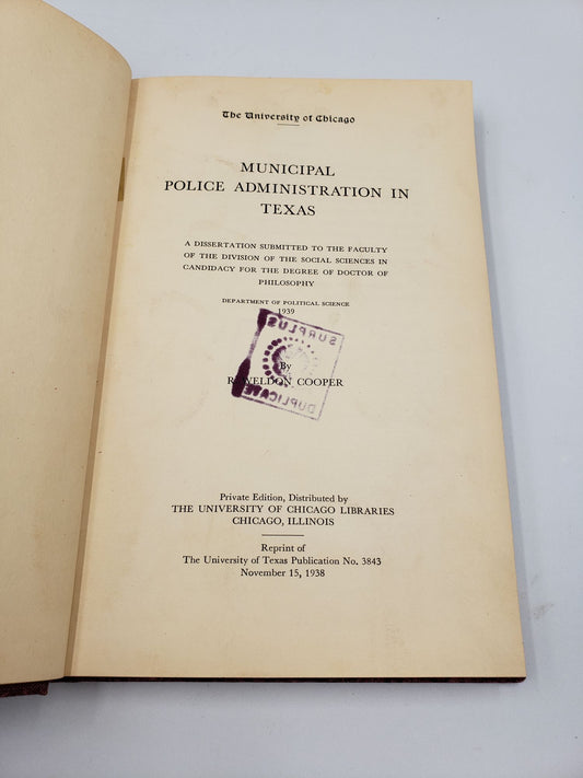 Municipal Police Administration in Texas