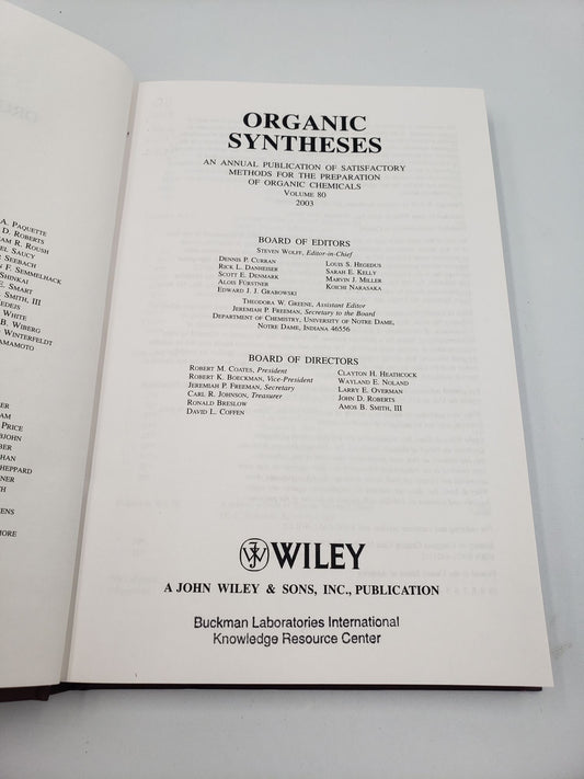 Organic Syntheses: An Annual Publication of Satisfactory Methods for the Preparation of Organic Chemicals (Vol. 80)