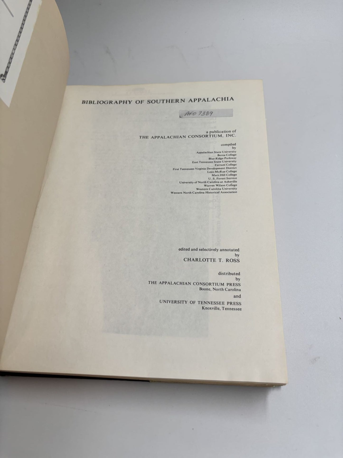 Bibliography Of Southern Appalachia: Appalachian Consortium