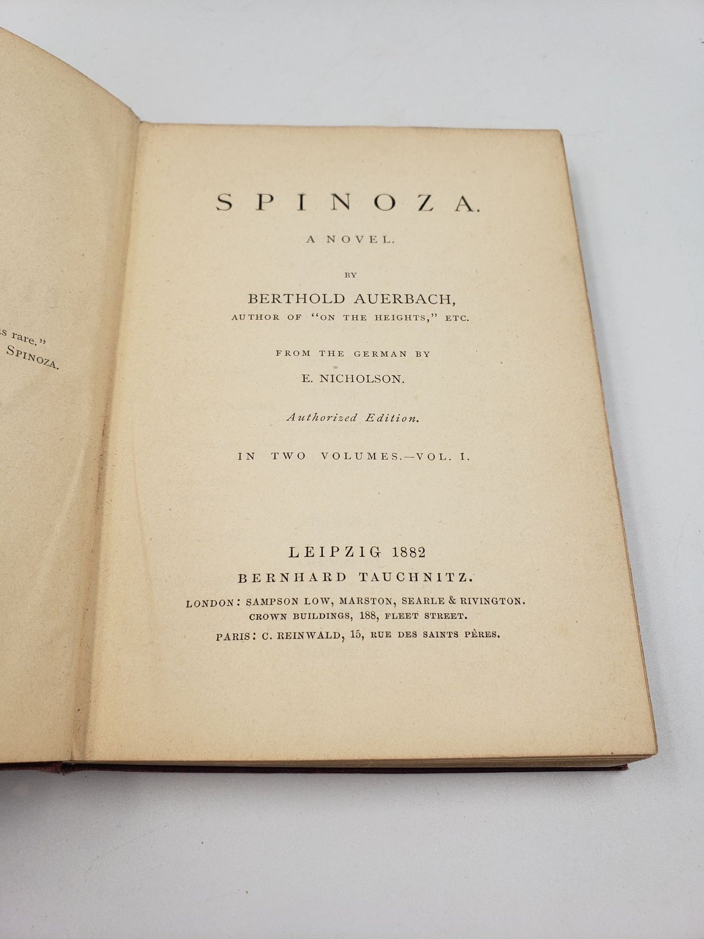 Spinoza: A Novel (Vol. 1)