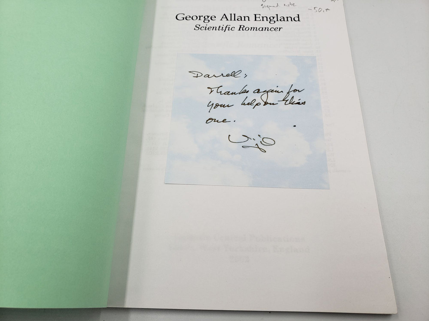George Allan England: Scientific Romancer