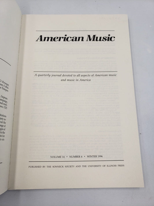 American Music: Quarterly Journal (Volume 12, Number 4 Winter)