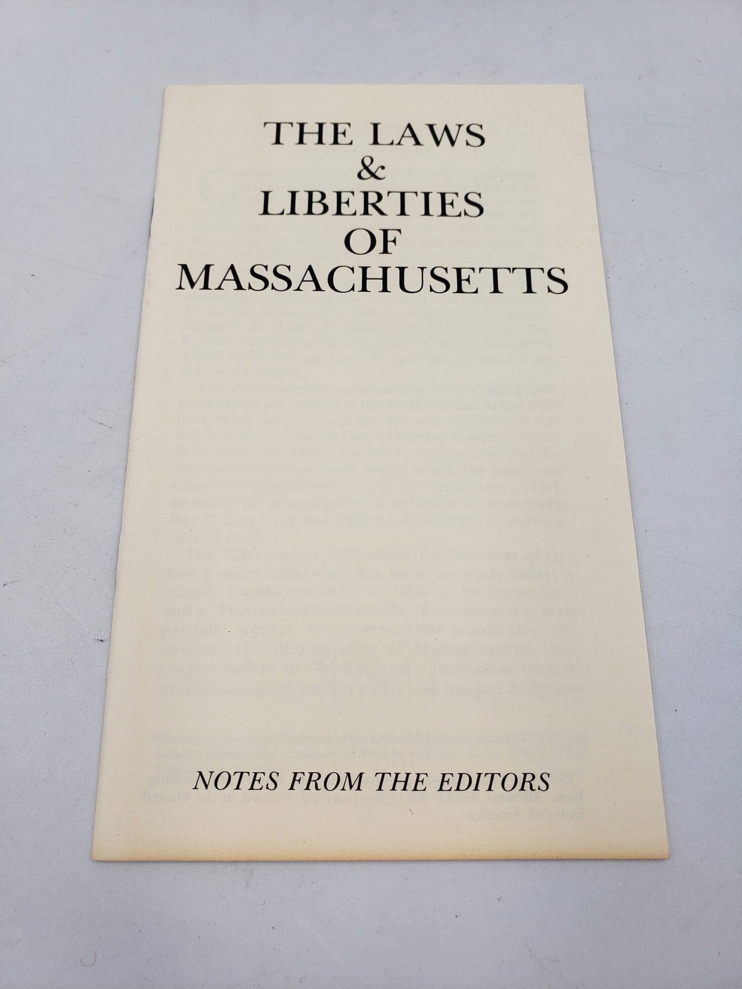 The Laws And Liberties Of Massachusetts