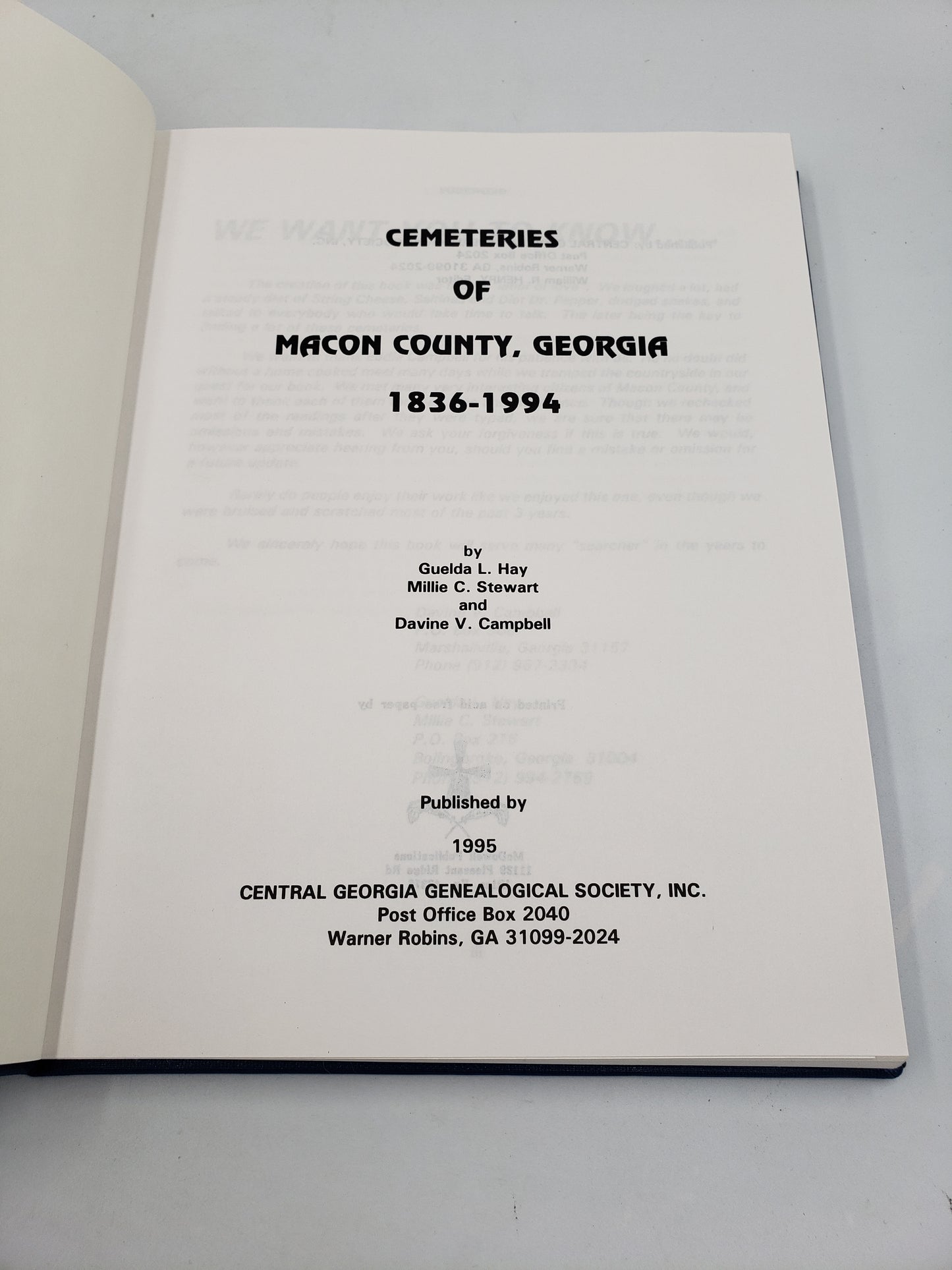Cemeteries Of Macon County, Georgia 1836-1994