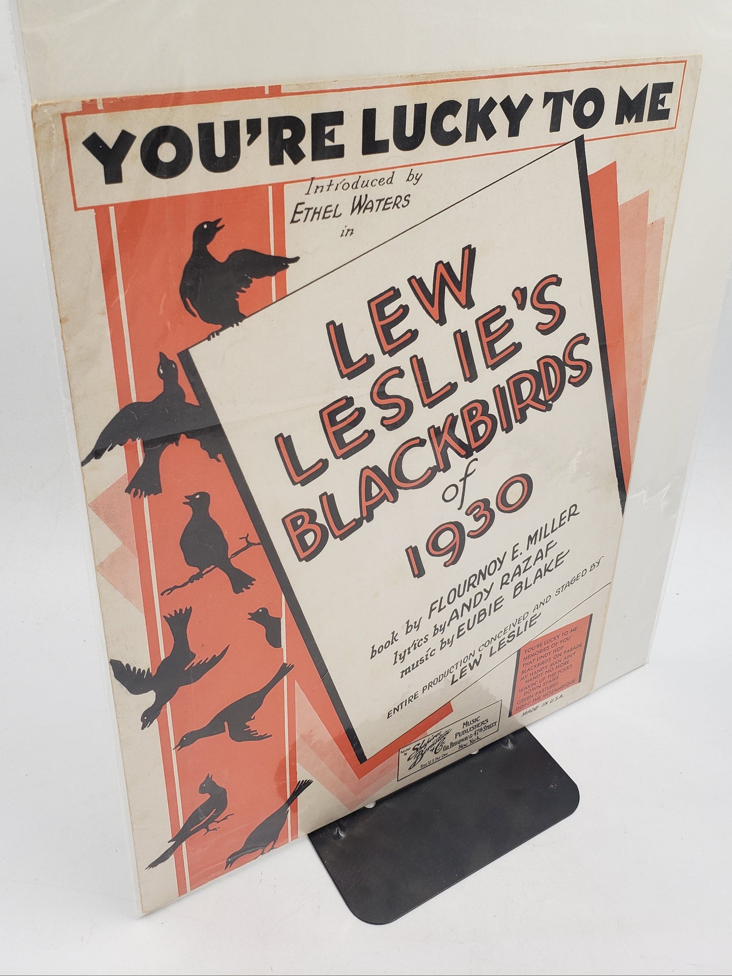 "You're Lucky To Me" Lew Leslie's Blackbirds of 1930 Sheet Music