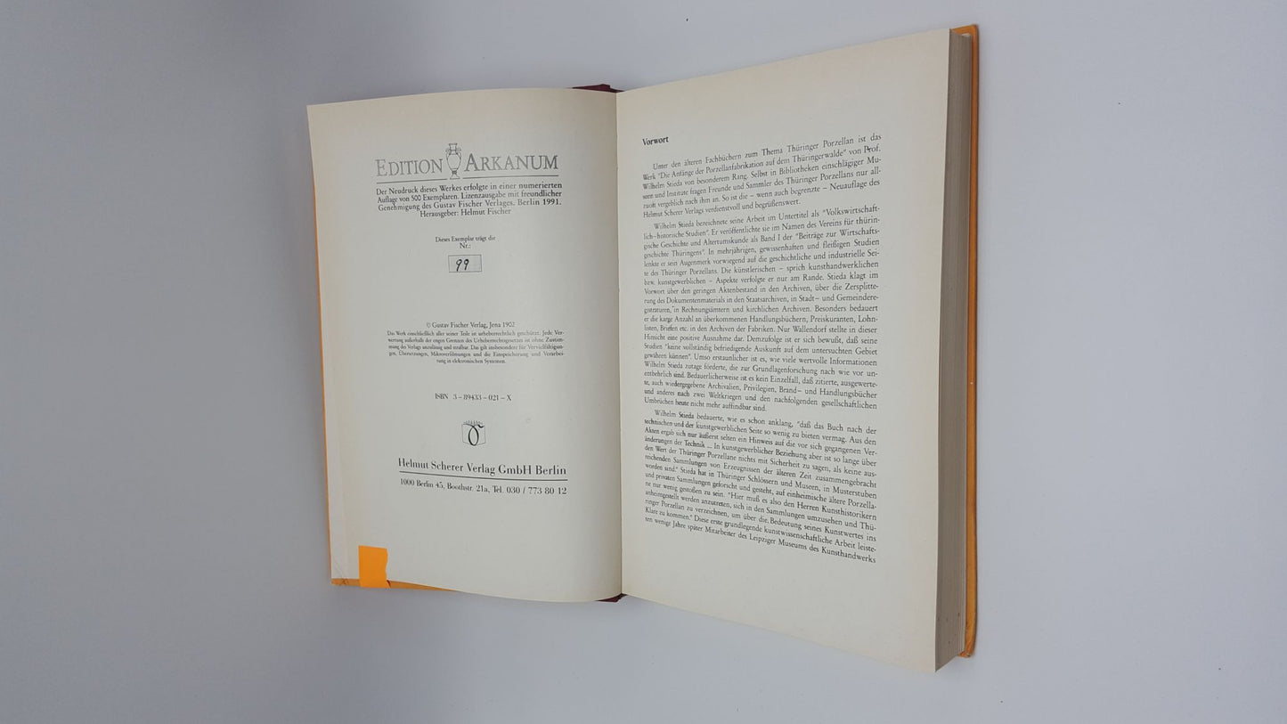 Die Anfange der Porzellanfabrikation auf dem Thuringerwalde Volkswirtschaftlich-historische Studien Mit 24 Figuren im Text. (The Beginnings of Porcelain Production On The Thüringerwalde. Economical-Historical Studies. With 24 figures in the text