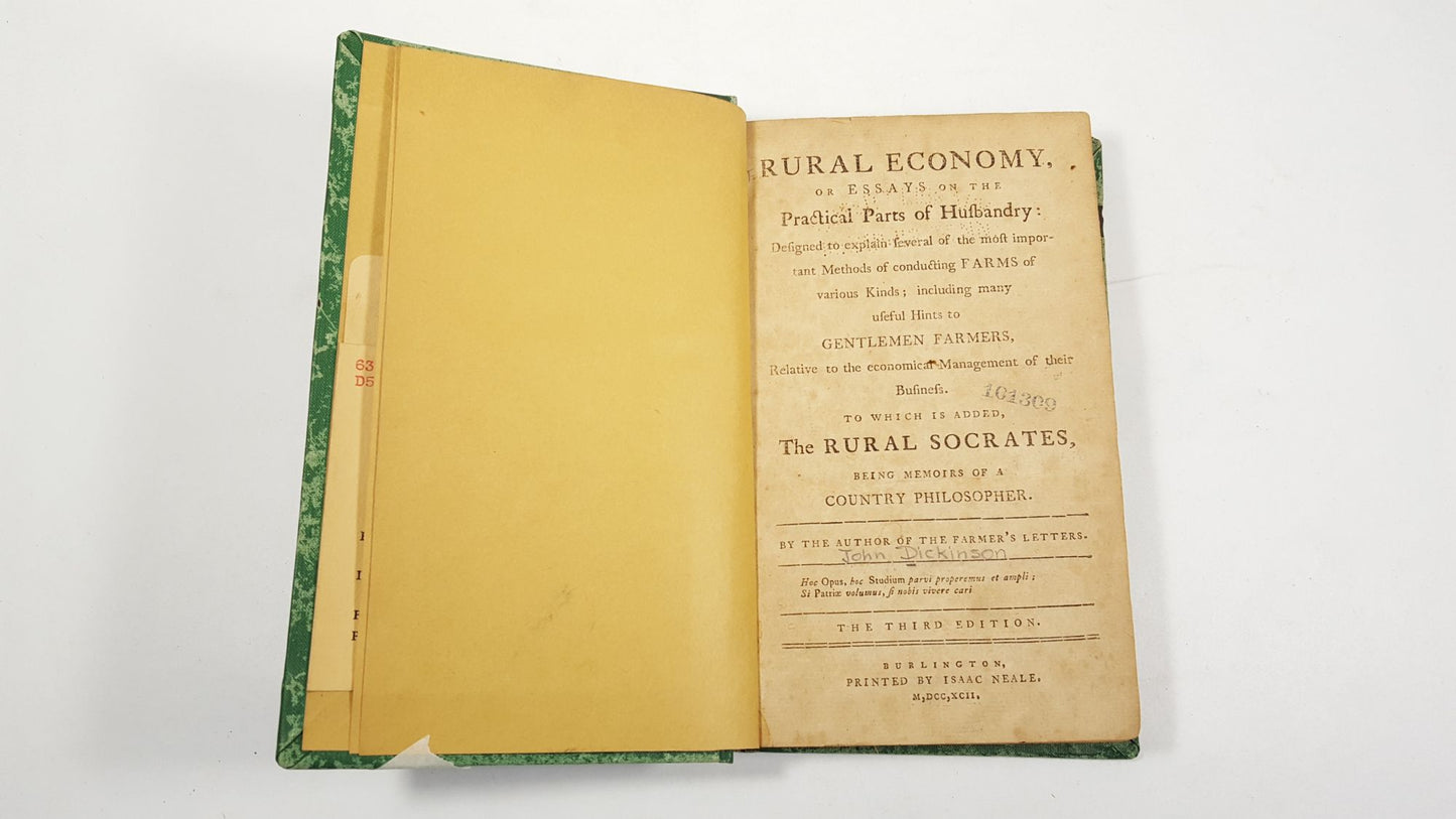 Rural Economy, or Essays on the Practical Parts of Husbandry... to which is Added the Rural Socrates, being memoirs of a Country Philosopher