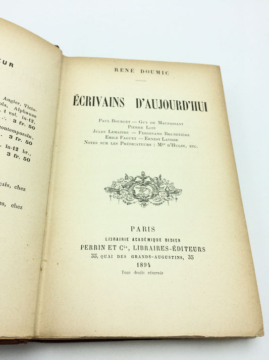 Ecrivains d'Aujourd'hui (Today's Writers)