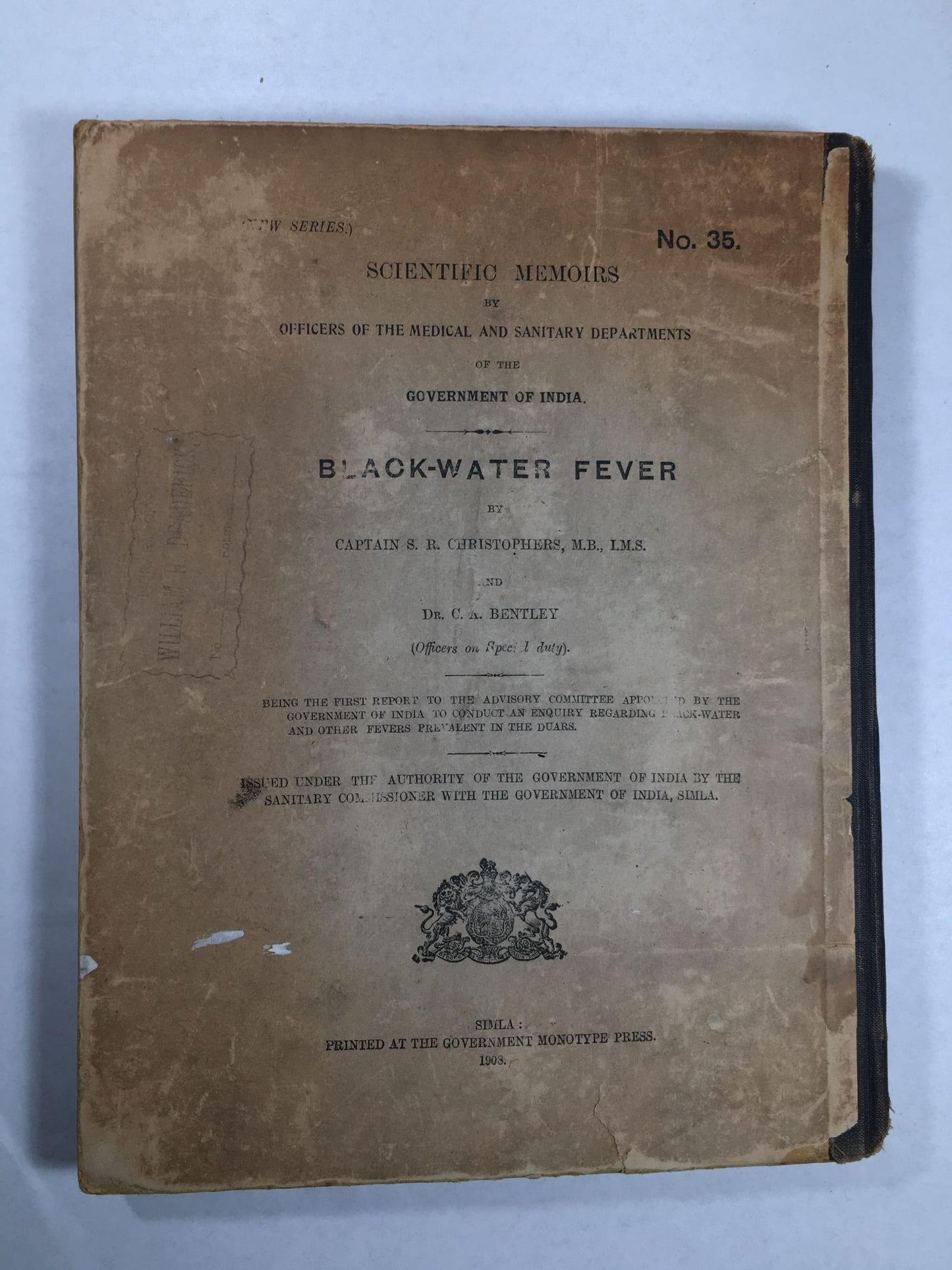 Scientific Memoirs By Officers Of The Medical And Sanitary Departments Of The Government Of India: Blackwater Fever