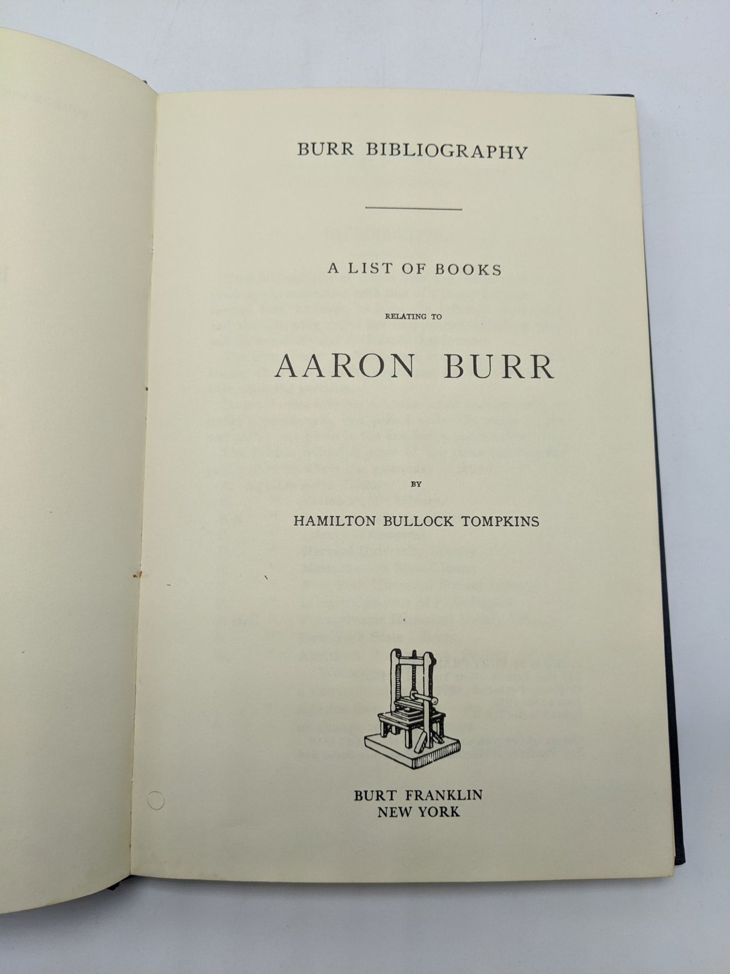 A List of Books Relating to Aaron Burr