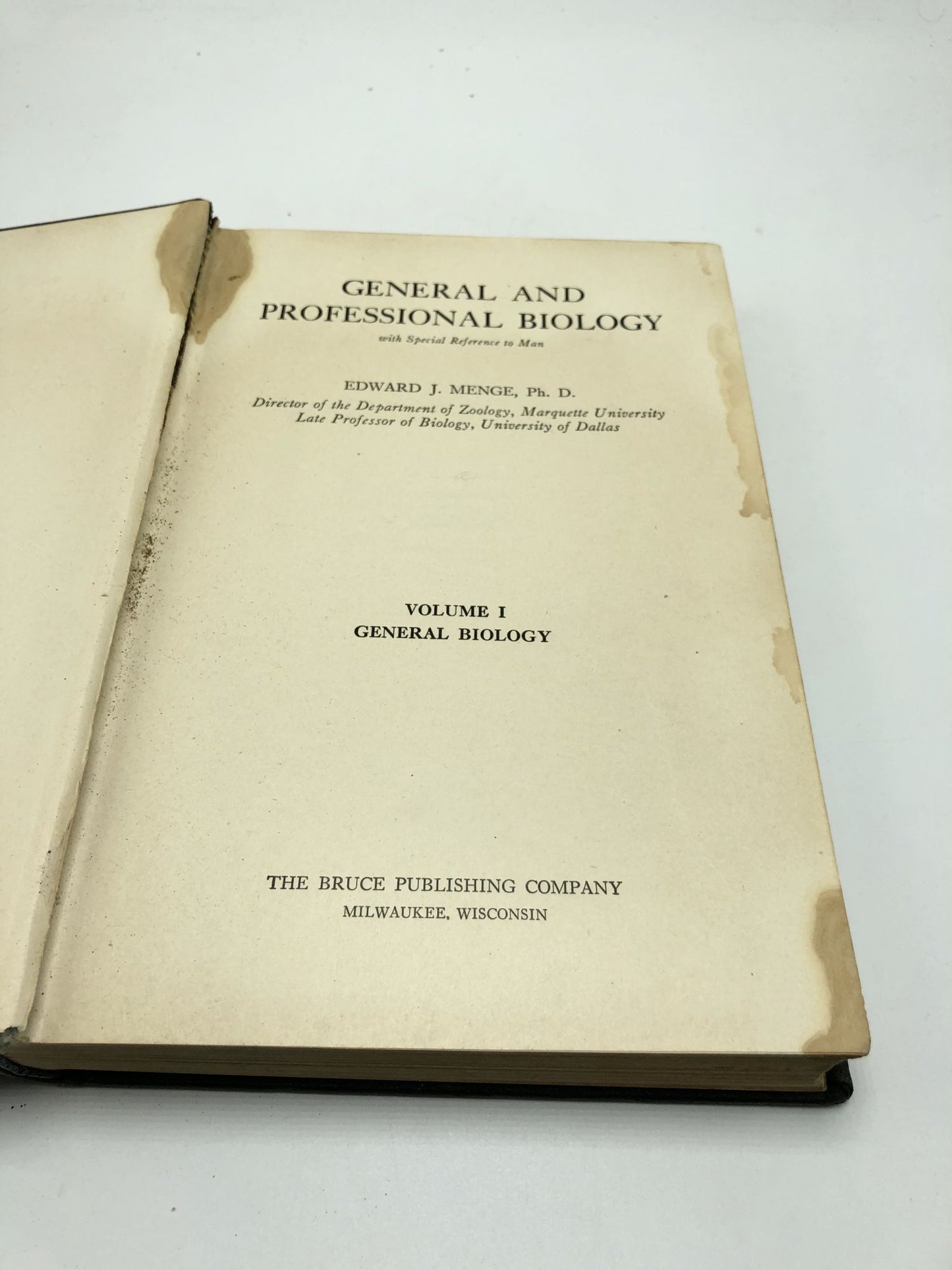 General and Professional Biology Volume I