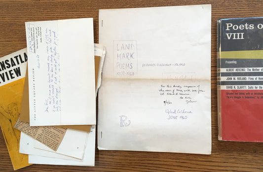 Small archive of books and ephemera by poet John Ridland: Land Mark (Landmark) Poems 1959:1960, Poets of Today VIII, The Little Square Reviews Number 1 and other material