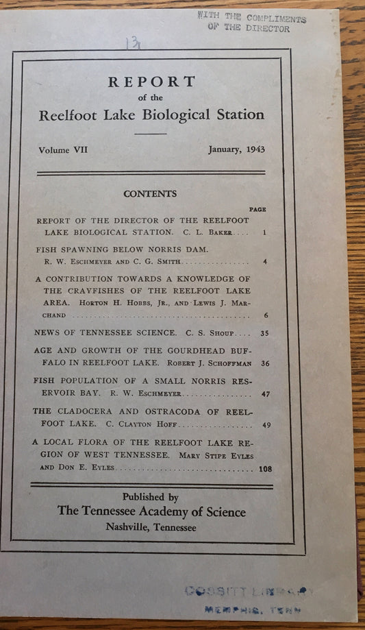 Report of the Reelfoot Lake Biological Stations, Volumes 7-9 and 11 (1943-1945, 1947)