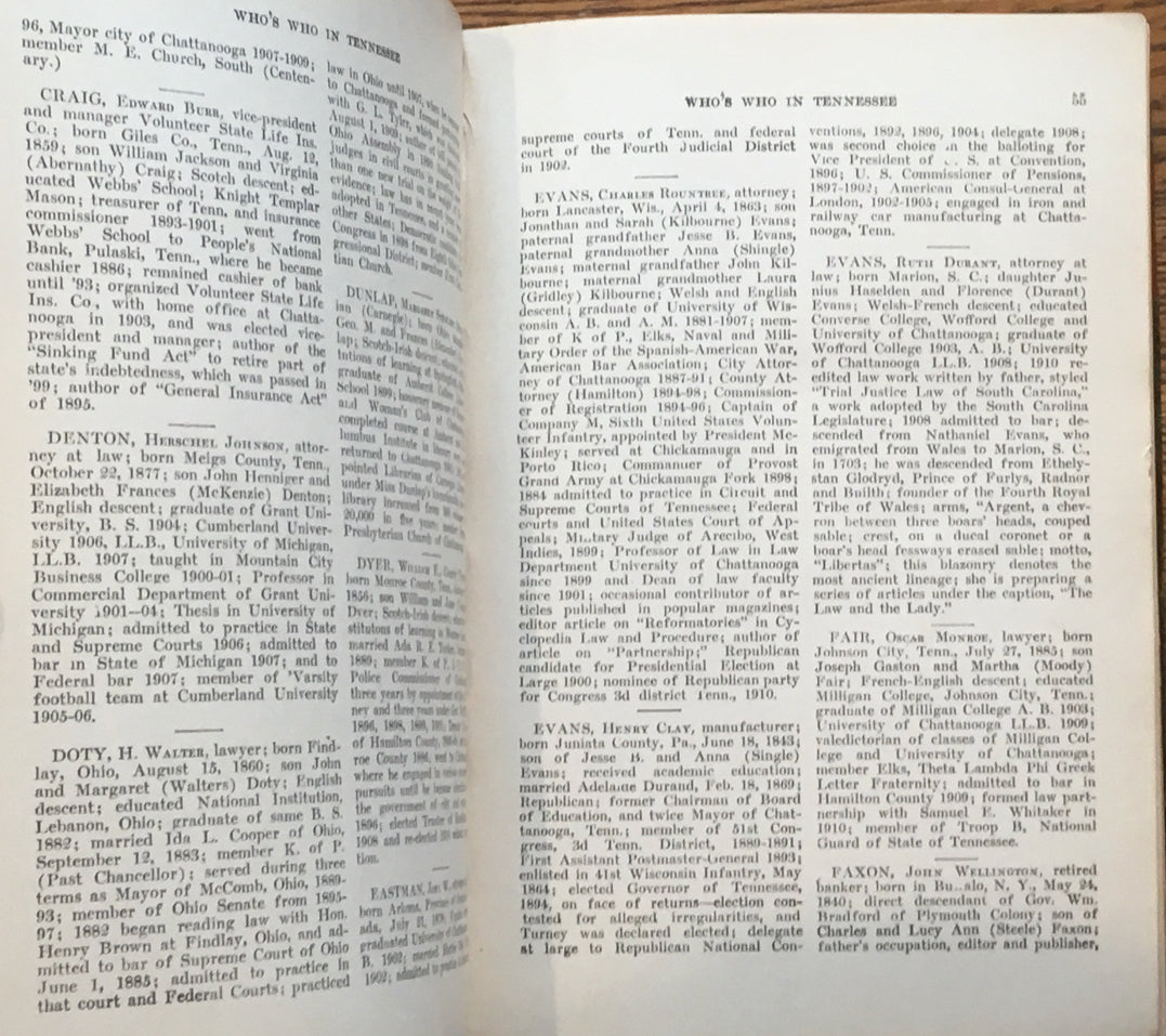 Who's Who in Tennessee: A Biographical Reference Book of Notable Tennesseeans of Today