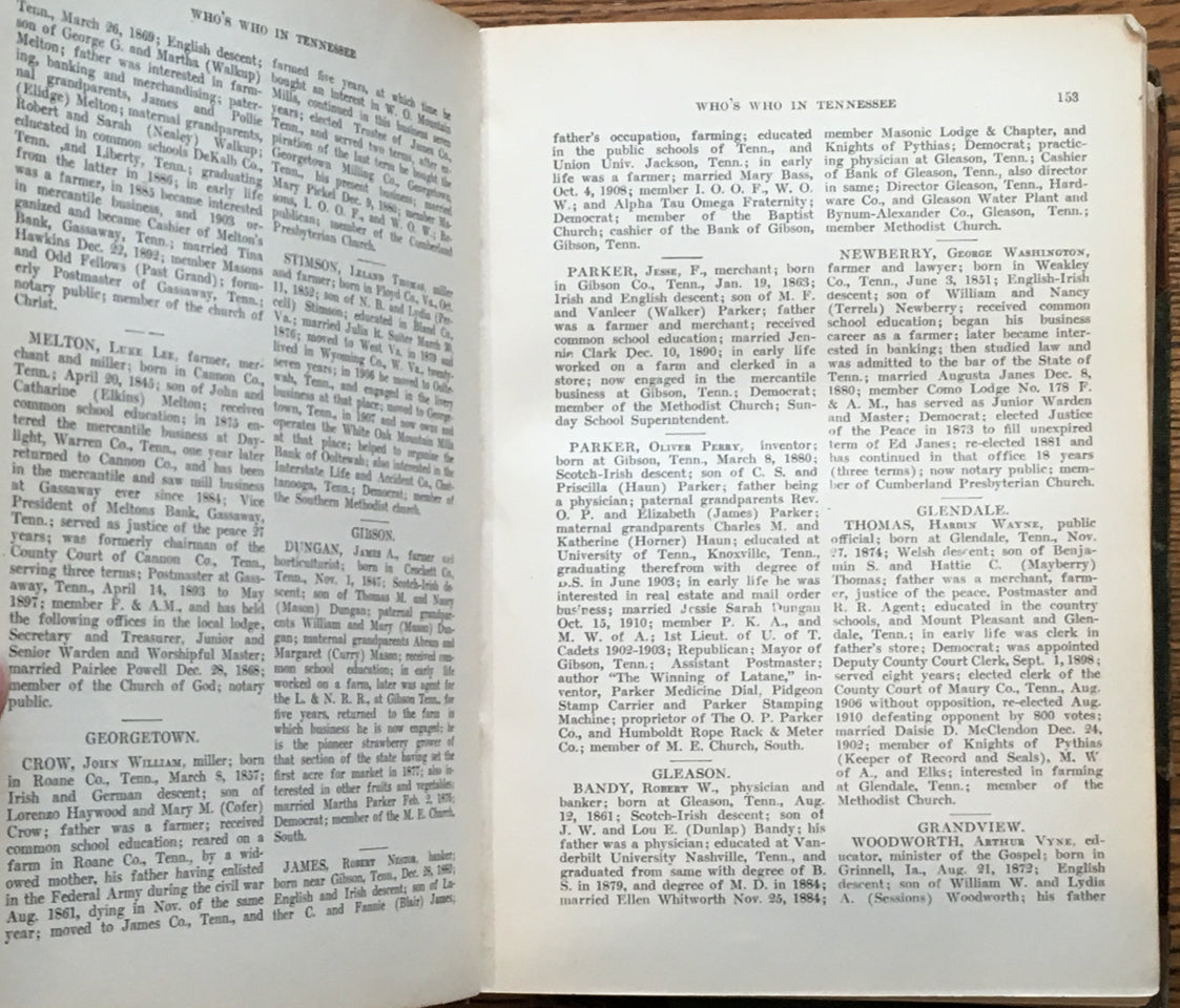 Who's Who in Tennessee: A Biographical Reference Book of Notable Tennesseeans of Today