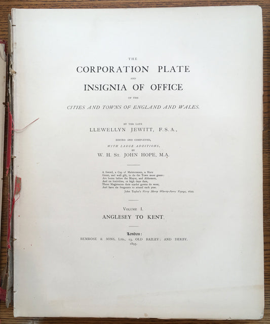 The Corporation Plate and Insignia of Office of the Cities and Towns of England and Wales, complete set in 2 volumes (Volume 1, Anglesey to Kent / Volume 2, Lancashire to Yorkshire)