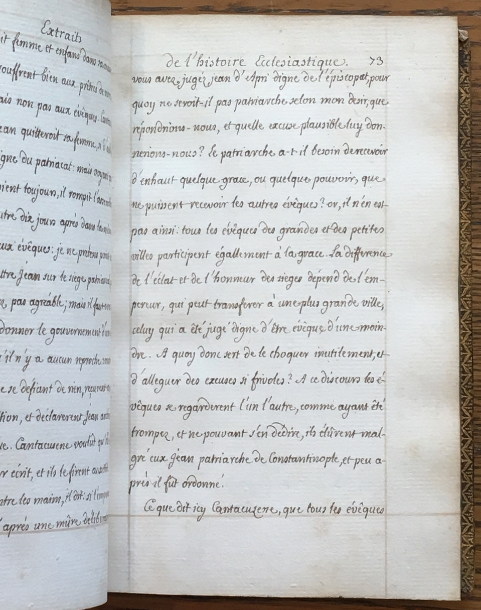 Extraits de l'Histoire Ecclesiastique Tome II -- unique copy, handwritten book