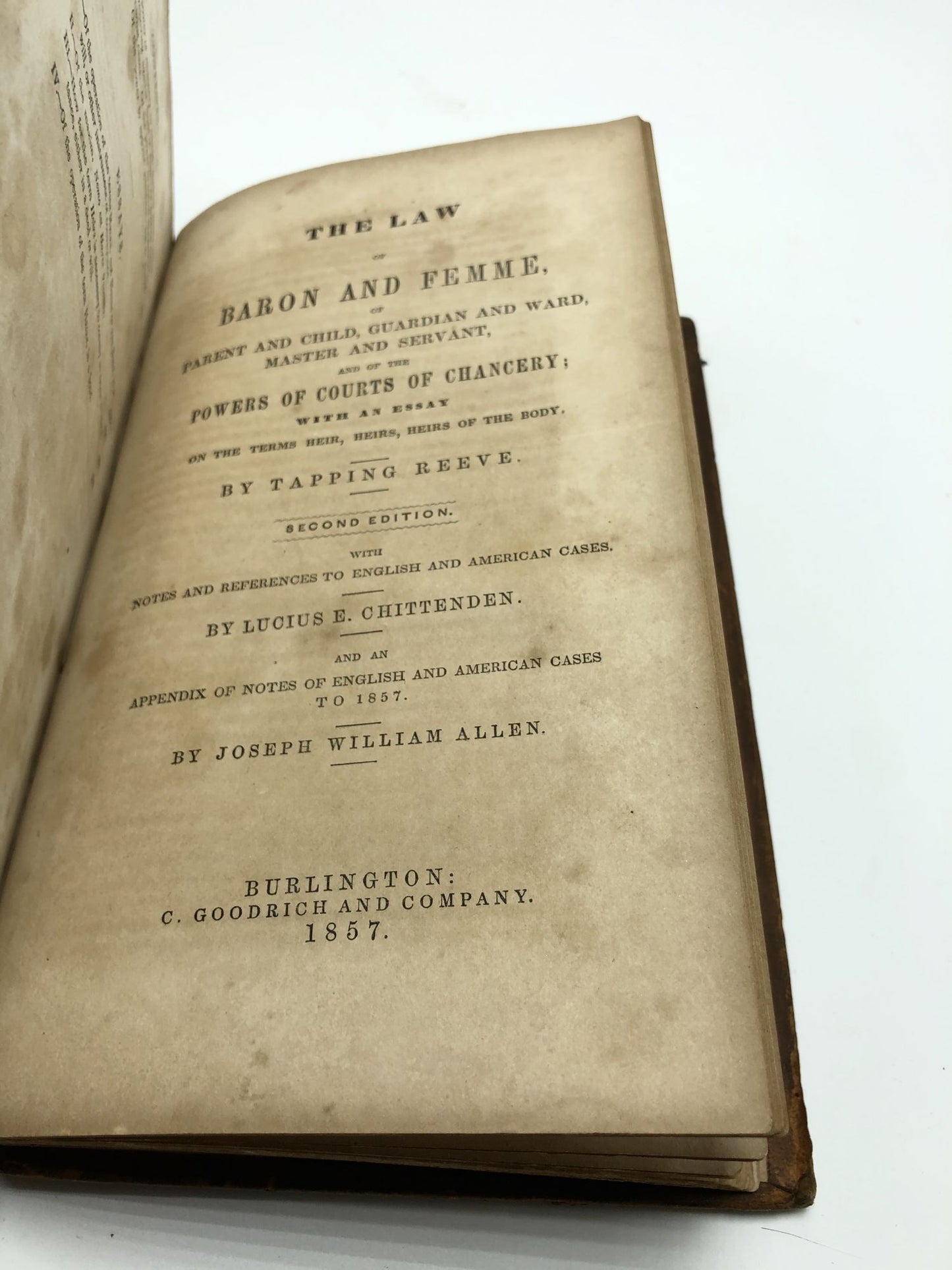 Law of Baron and Femme, of Parent and Child, Guardian and Ward, Master and Servant, and of the Powers of Courts of Chancery; with an Essay on the Terms Heir, Heirs, and Heirs of the Body