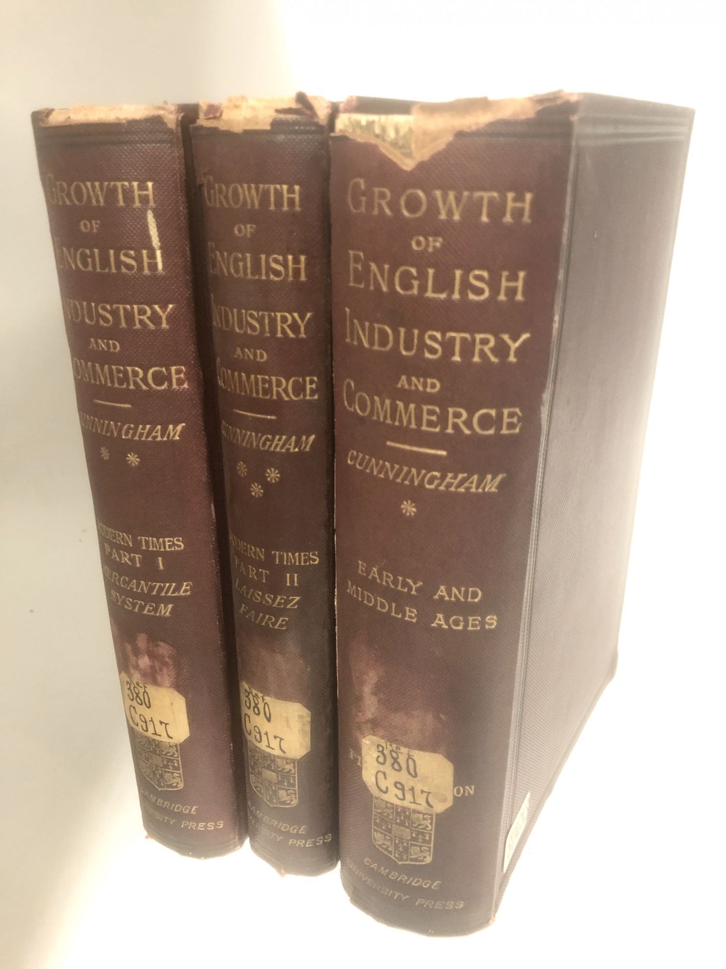 The Growth of English Industry and Commerce in Modern Times (3 Volumes) Volume 1: The Mercantile System. Volume 2: Laissez Faire. Volume 3: Early and Middle Ages.