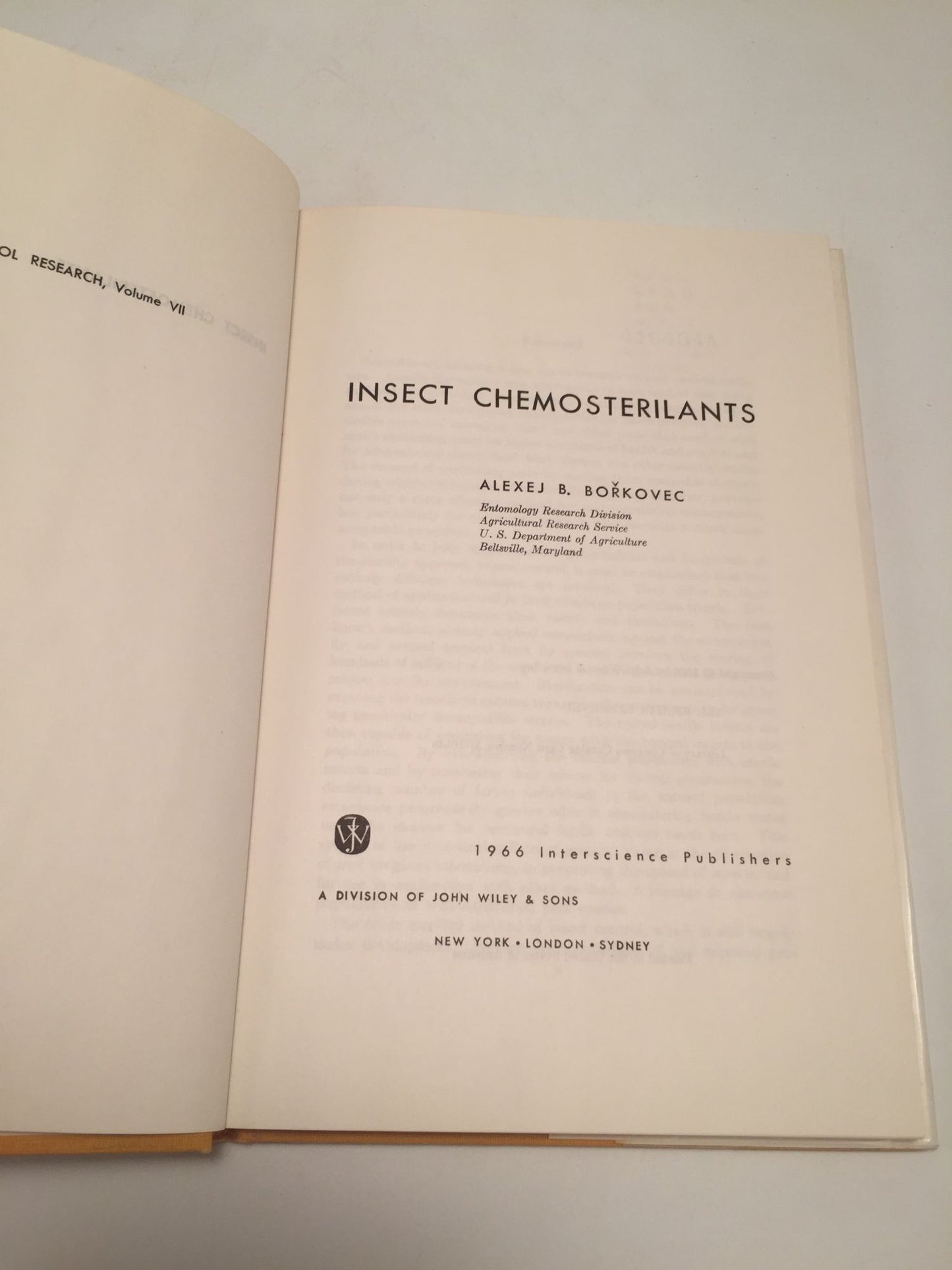 Insect Chemosterilants: Advances in Pest Control Research Volume VII.