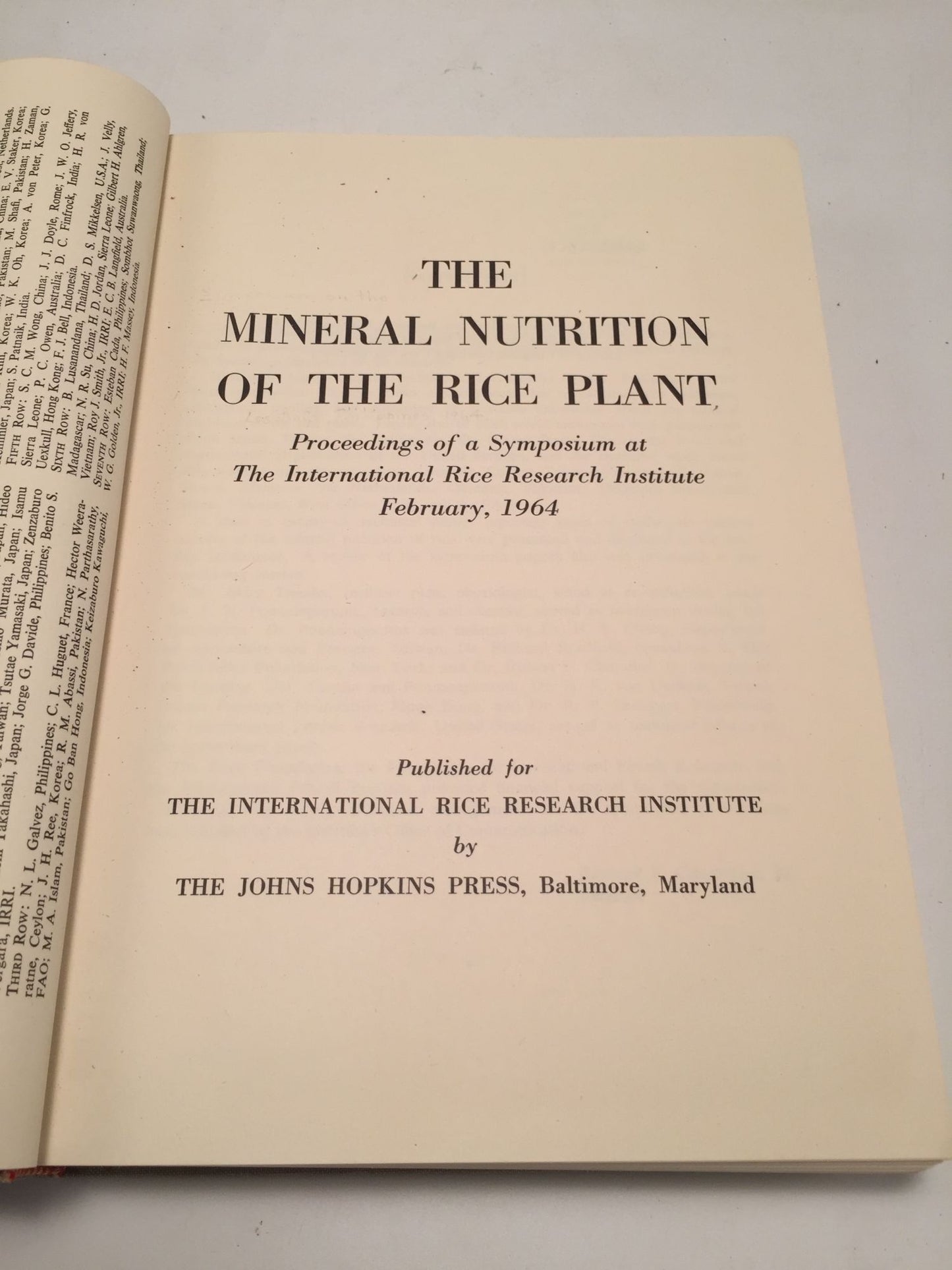 The Mineral Nutrition of the Rice Plant