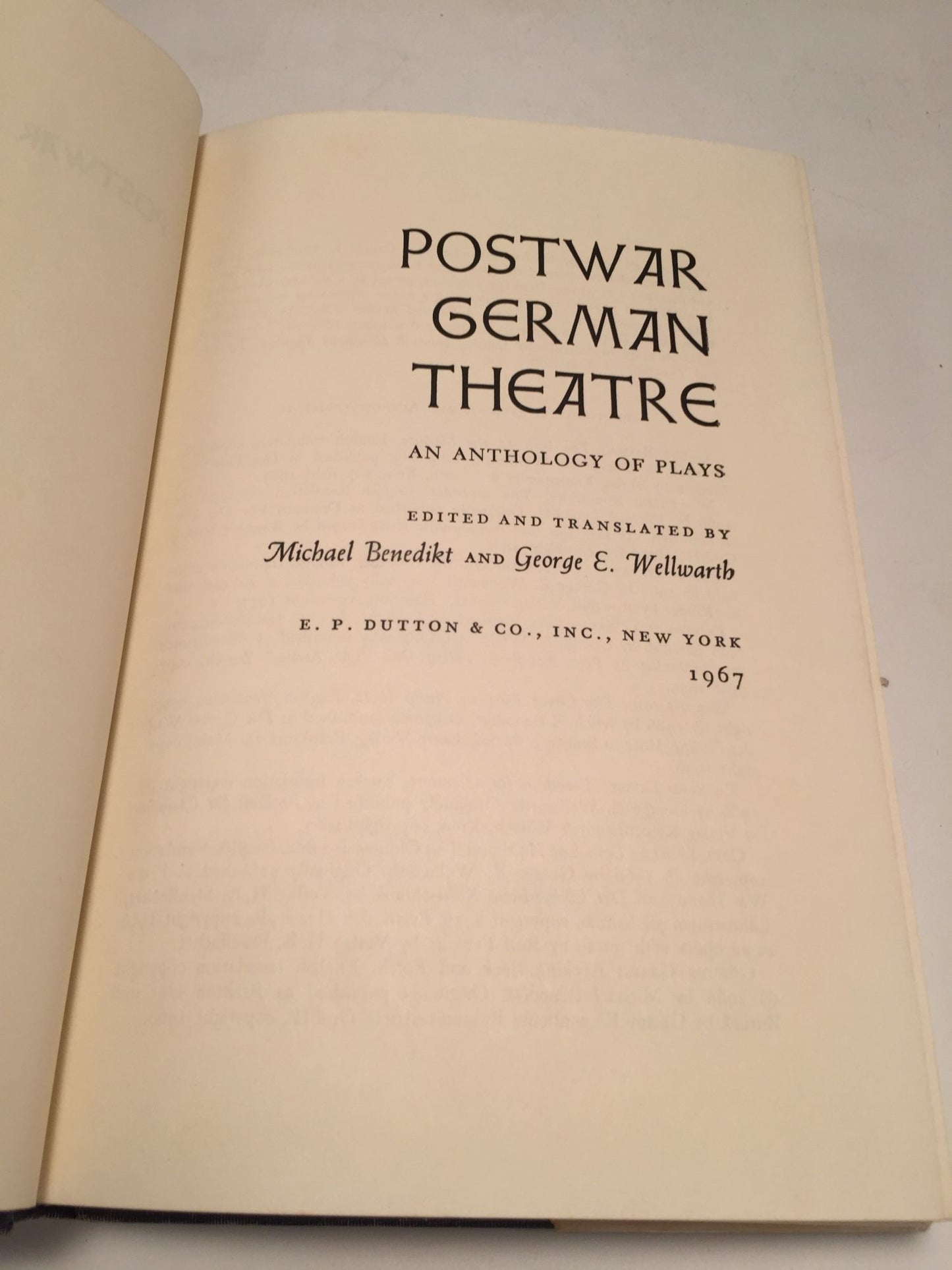 Postwar German Theatre: An Anthology of Plays