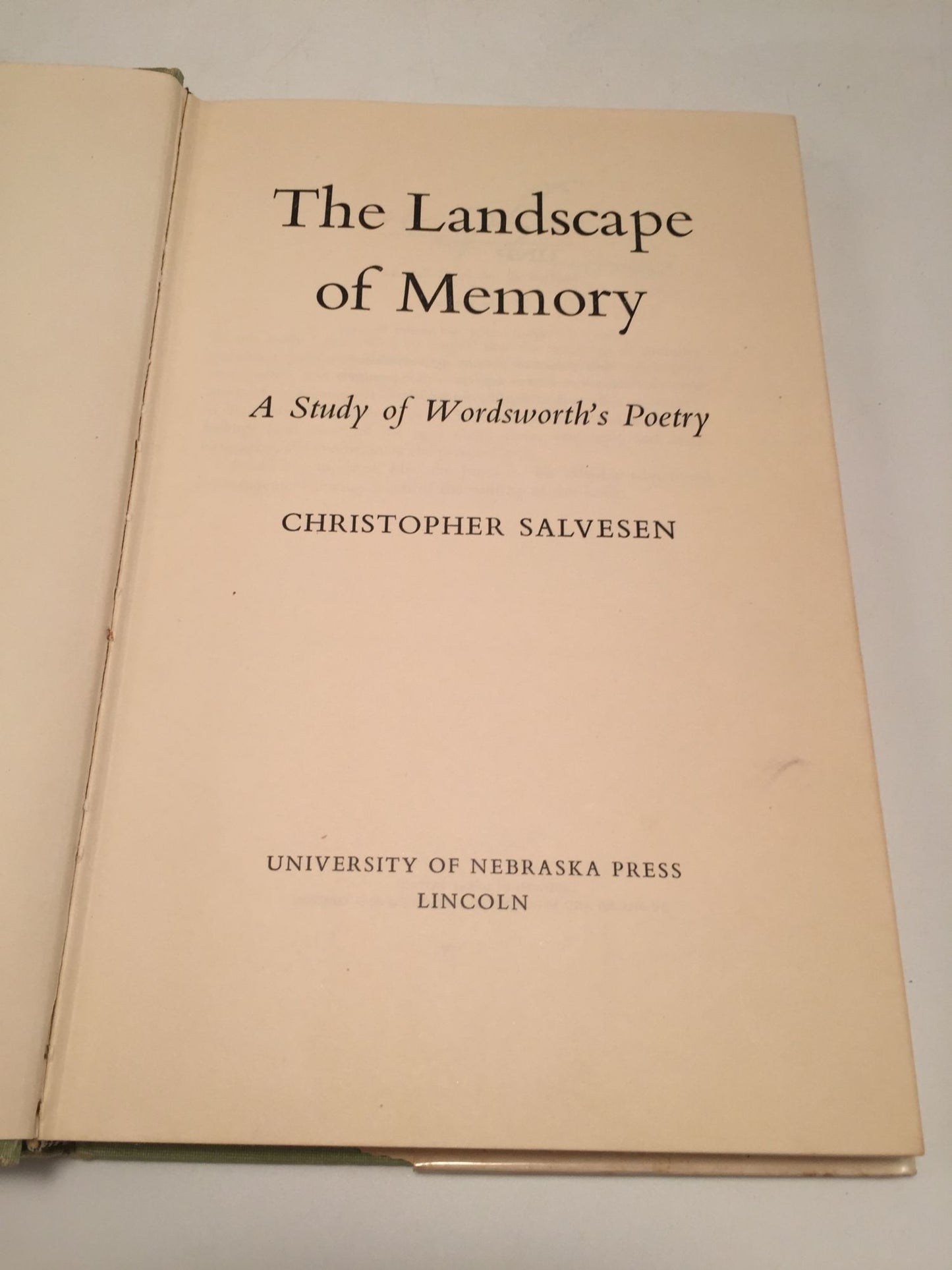 The Landscape of Memory: A Study of Wordsworth's Poetry