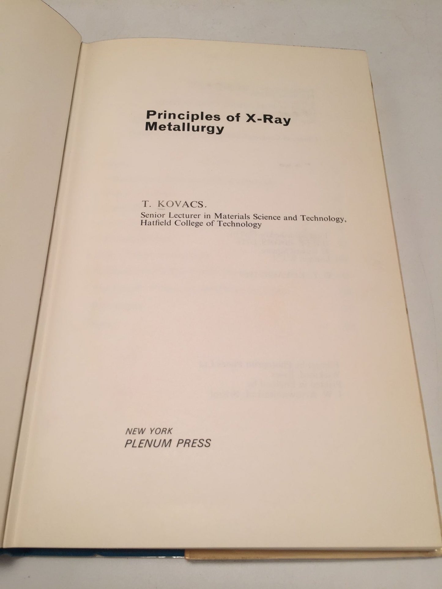 Principles of X-Ray Metallurgy