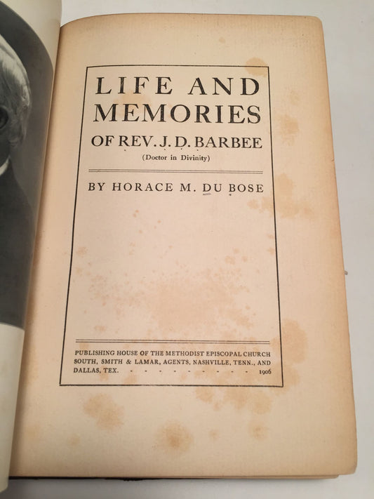 Life and Memories of Rev. J. D. Barbee (Doctor in Divinity)