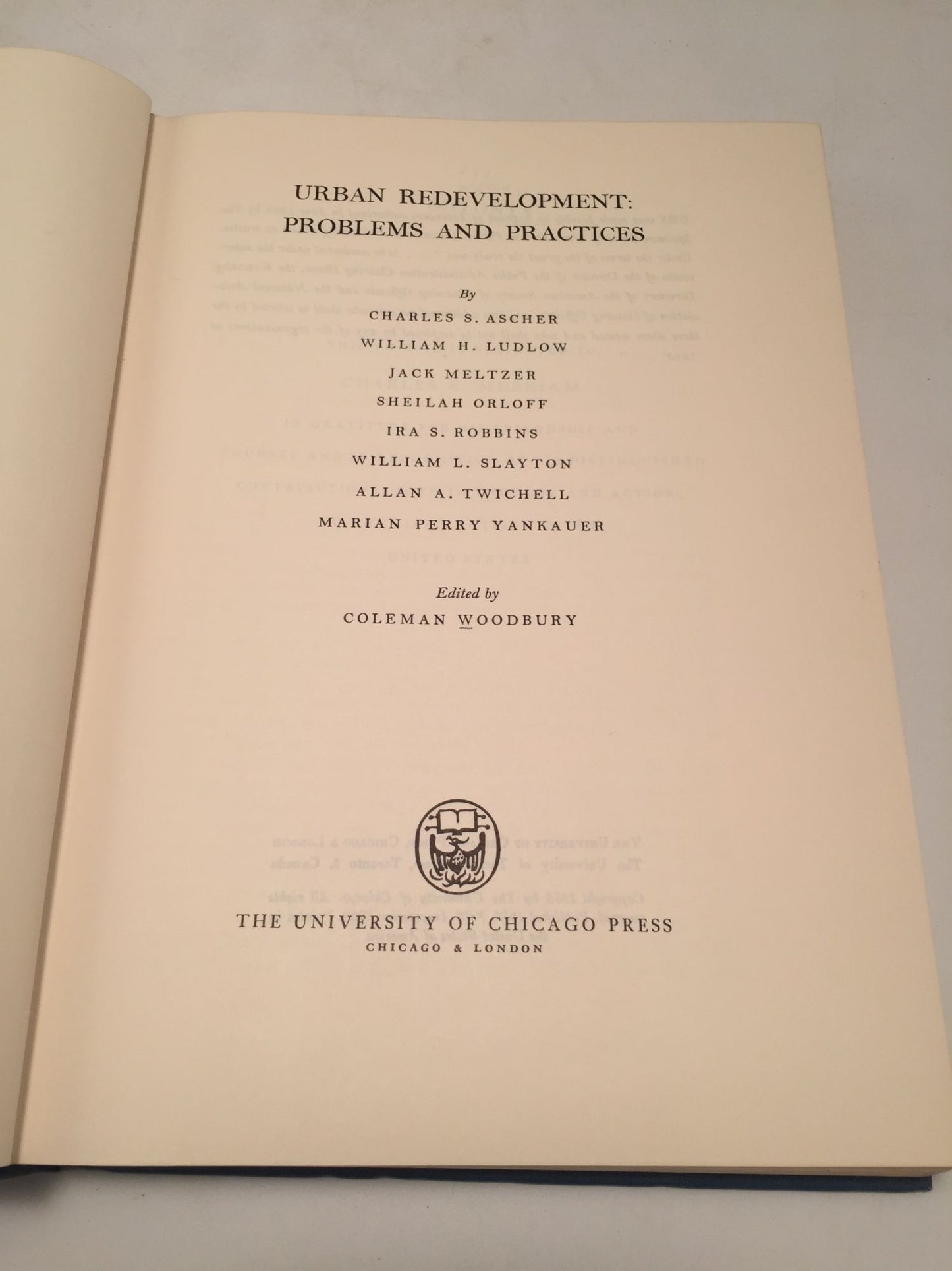 Urban Redevelopment: Problems and Practices