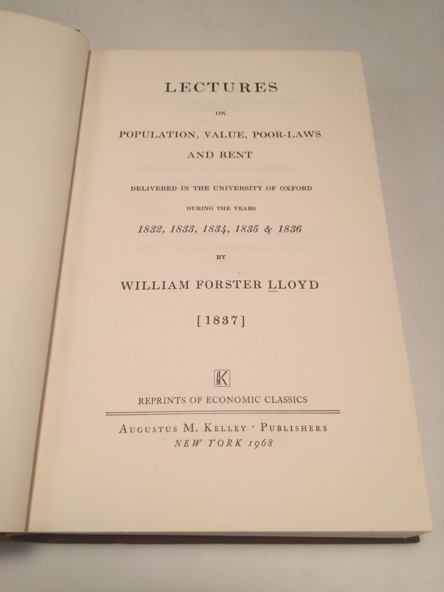 Lectures on Population, Value, Poor-Laws & Rent