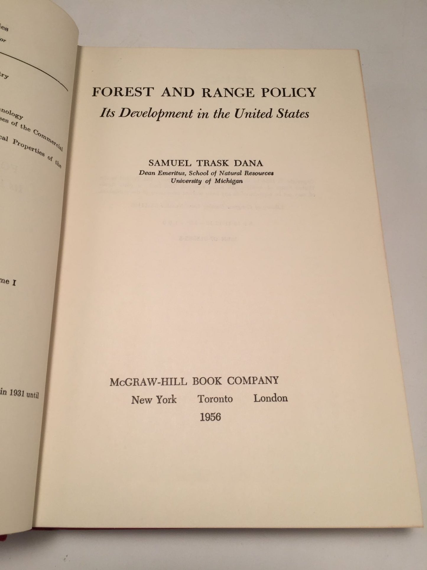 Forest and Range Policy: Its Development in the United States