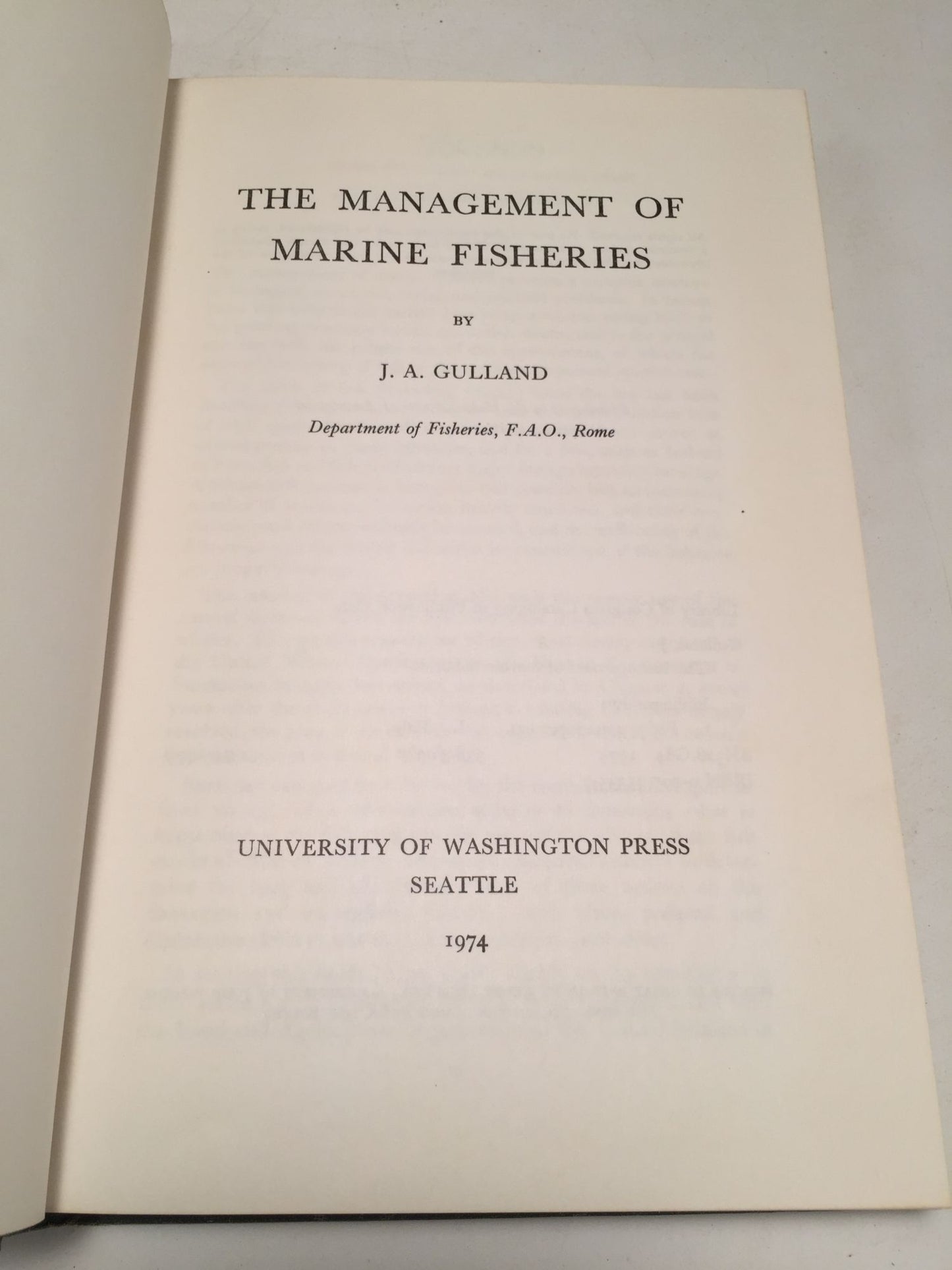 Management of Marine Fisheries