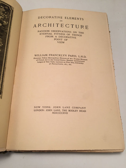 Decorative Elements in Architecture: Random Observations on the Eternal Fitness of Things from a Decorative Point of View