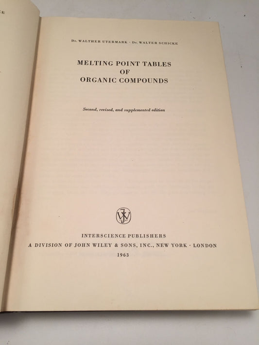 Melting Point Tables of Organic Compounds