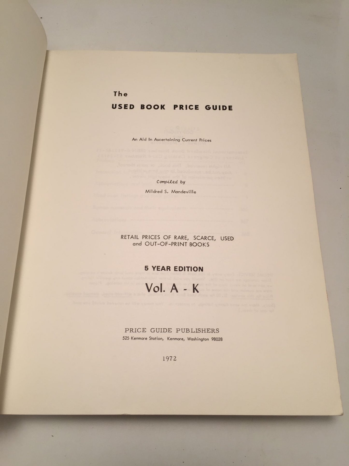 The Used Book Price Guide 5th Year Edition: 2 Volumes A-K, L-Z