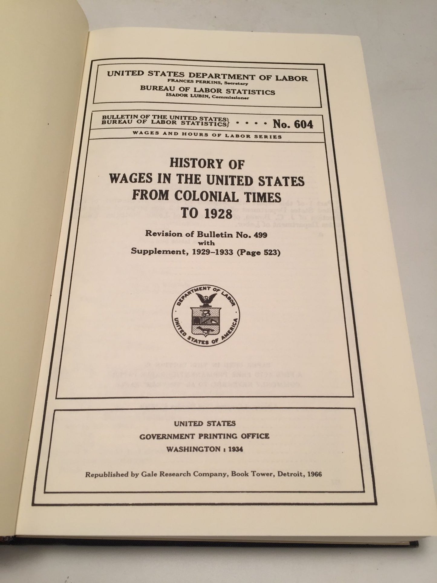 History of Wages in the United States from Colonial Times to 1928