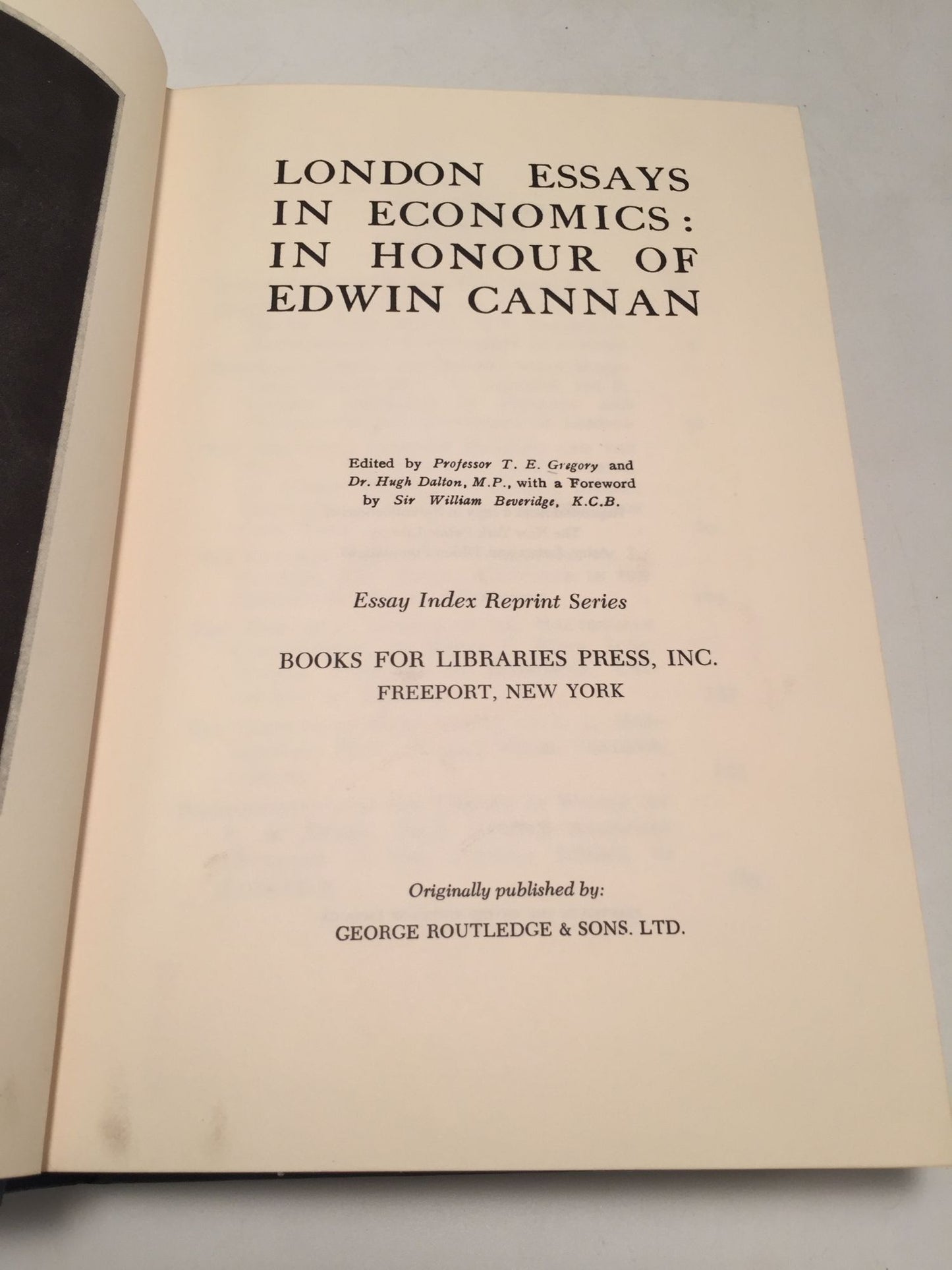 London Essays in Economics: In Honour of Edwin Cannan